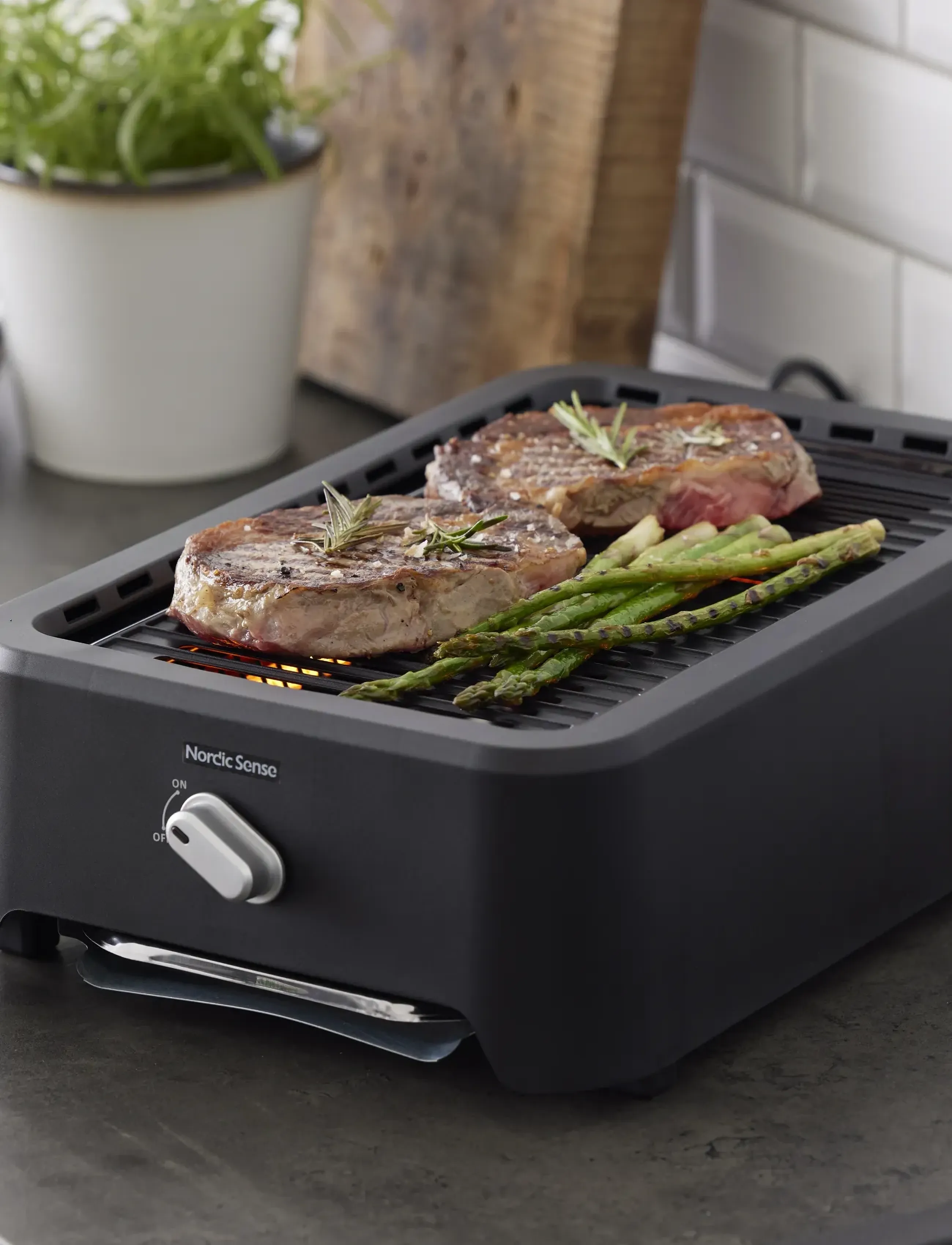 Nordic Sense Bordgrill 1200 Watt Sort, 41.3X 27.2X 12.3 cm x 41.3, Kitchen Appliances, Schwarz - Tabletop Grills, Homeware