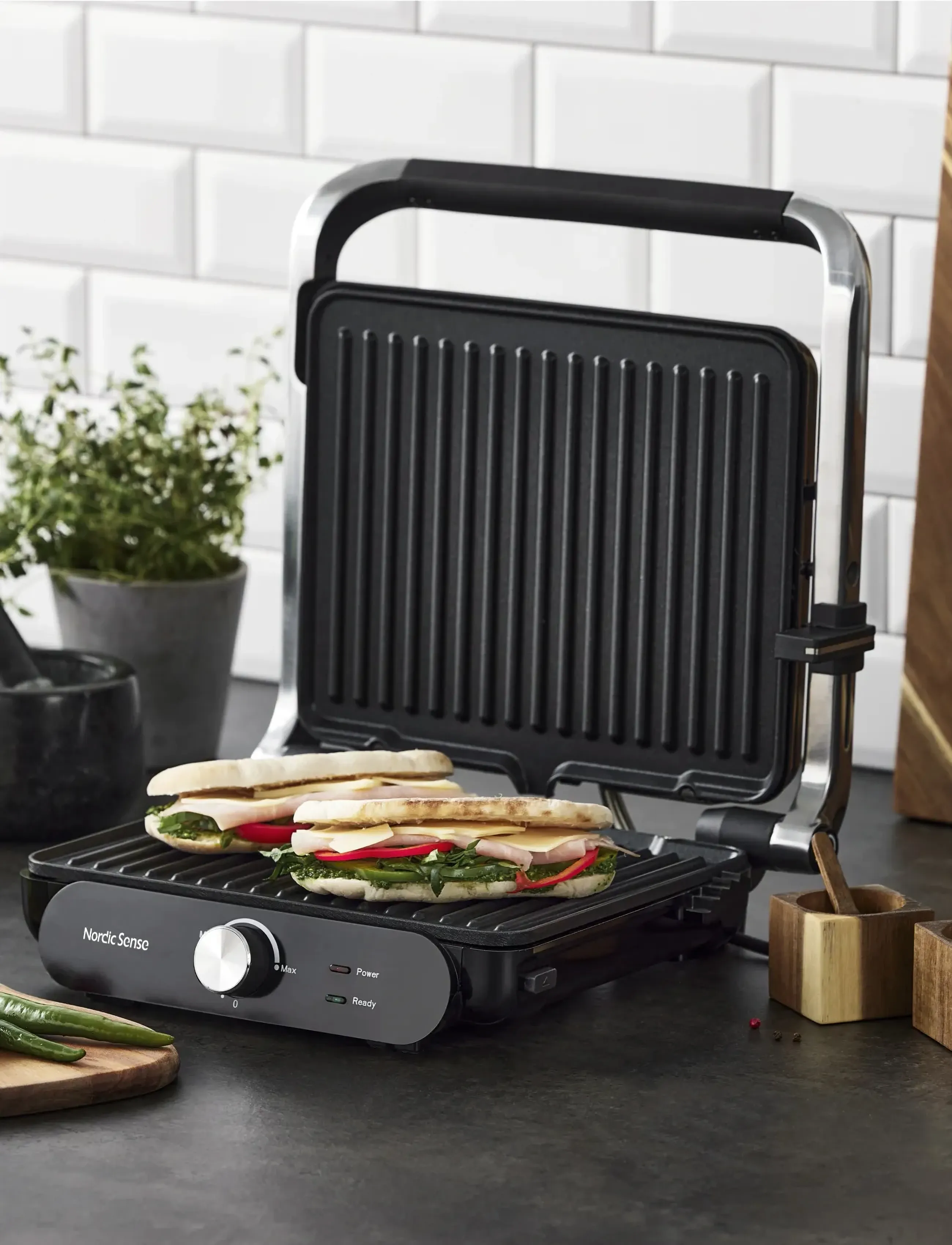 Nordic Sense - Paninigrill avtagb. plattor 2000 watt - bordsgrillar - svart - 3