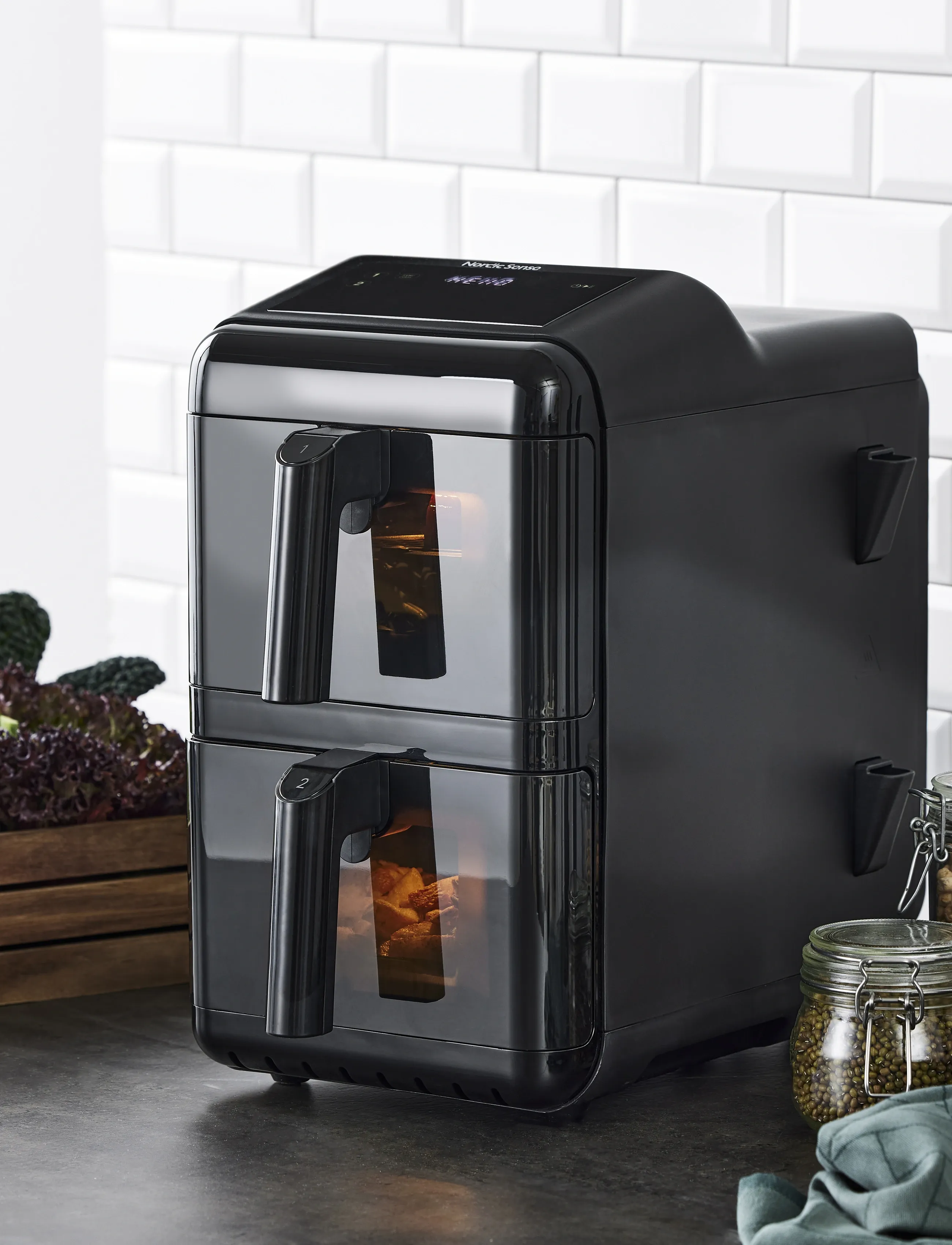 Nordic Sense Airfryer Double Stack 2900 Watt, 11.6 LITER x 42.9, Kitchen Appliances, Schwarz - Air Fryers, Homeware