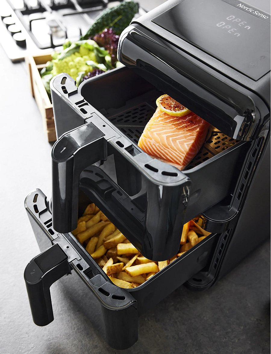 Nordic Sense - Airfryer double stack 2900 watt - kuumaõhufritüürid - svart - 2