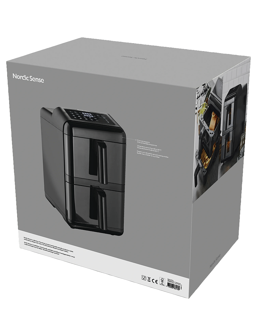 Nordic Sense - Airfryer double stack 2900 watt - kuumaõhufritüürid - svart - 4