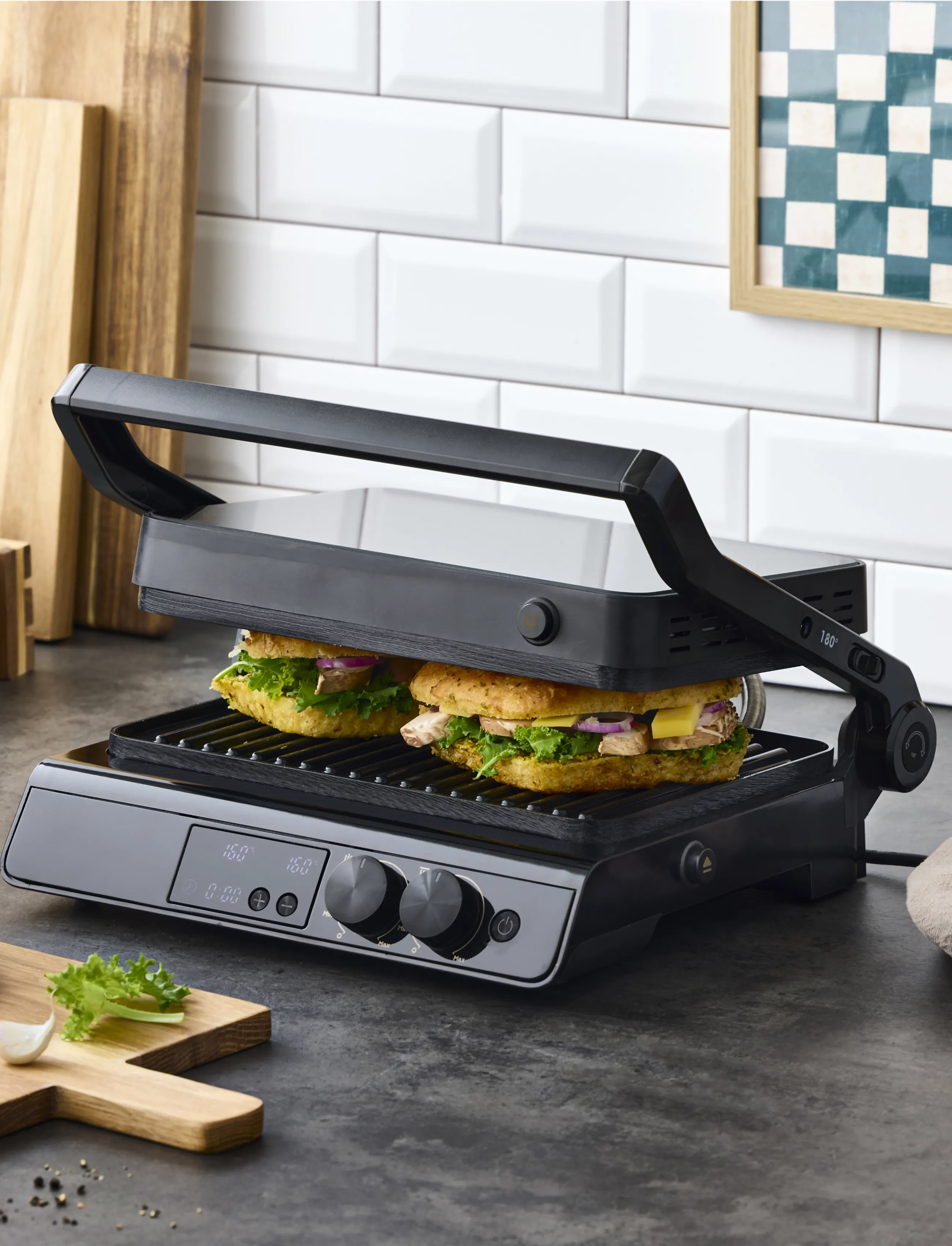 Nordic Sense - Digital panini grill - tabletop grills - black - 4