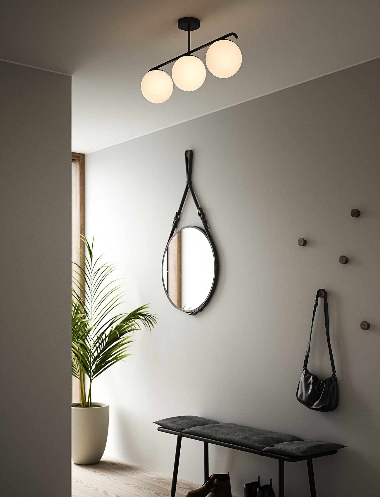 Nordlux - Grant / 3-pendant - flush mount ceiling lights - black/opal - 1