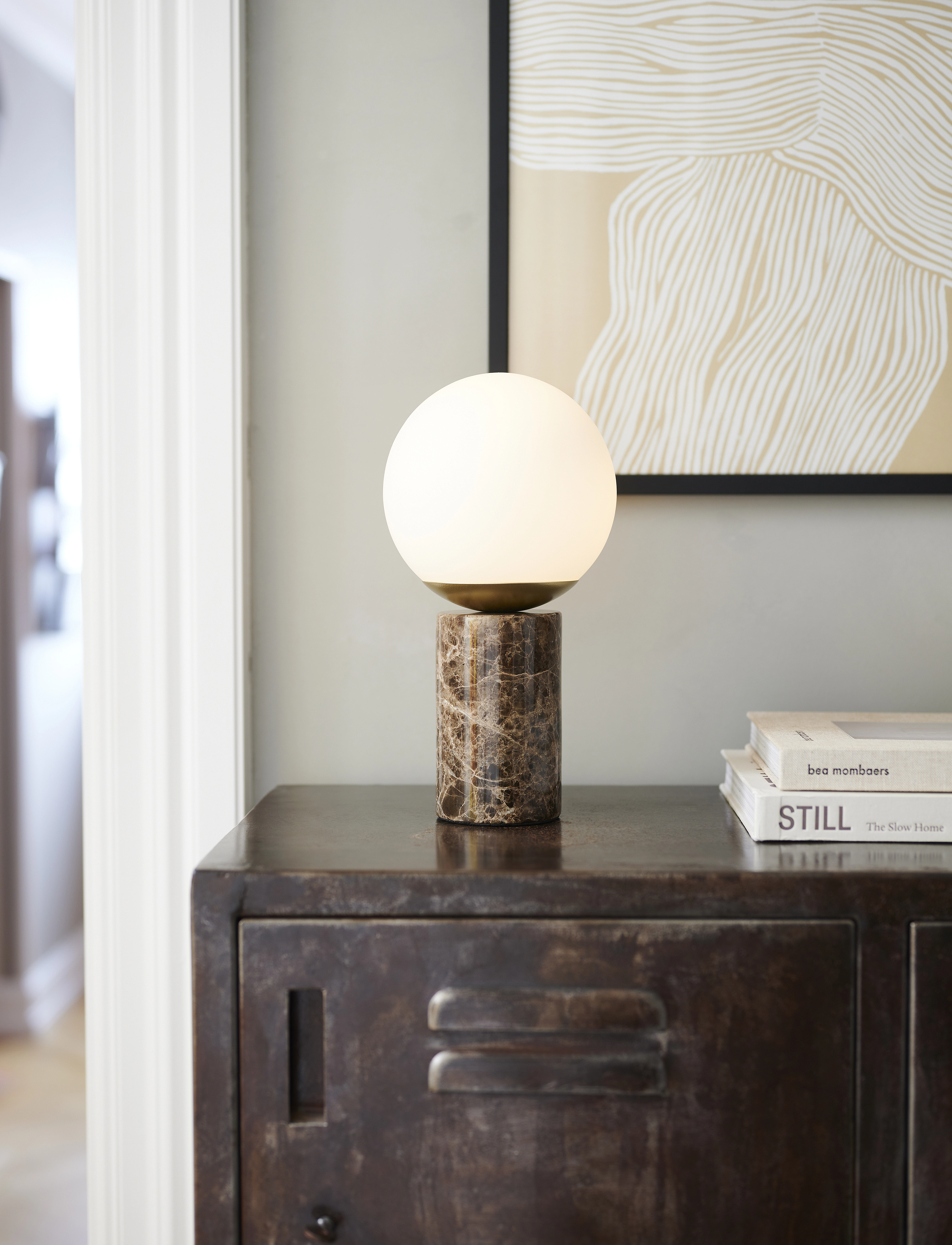 Nordlux Lilly Marble | Bordlampe |, H:285 cm, Brown, Lamper > Bordlamper, Unisex