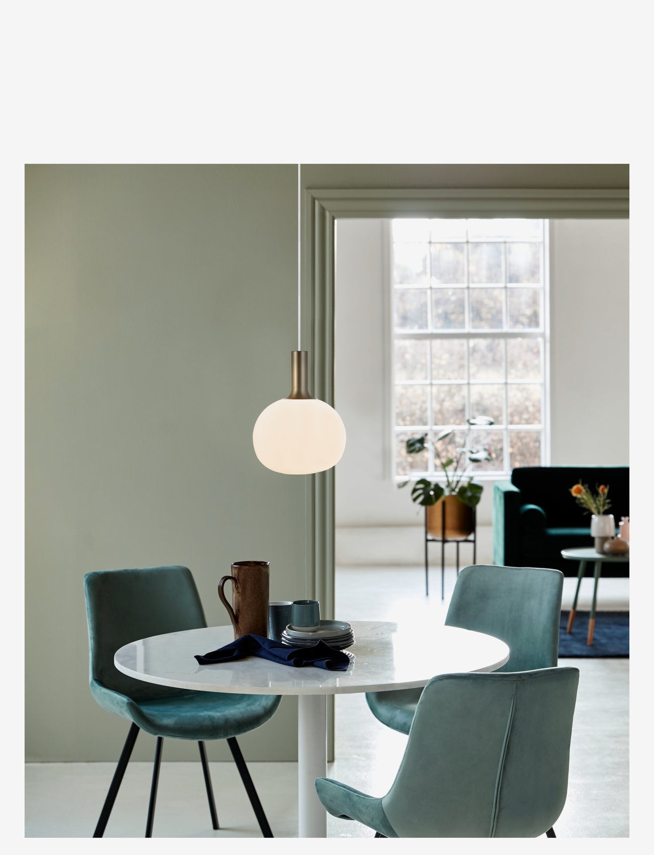 Nordlux - Alton / Pendant - hangandi loftljós - black/brass/opal - 5