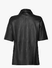 NORR - Niko collar leather shirt - lühikeste varrukatega särgid - black - 1