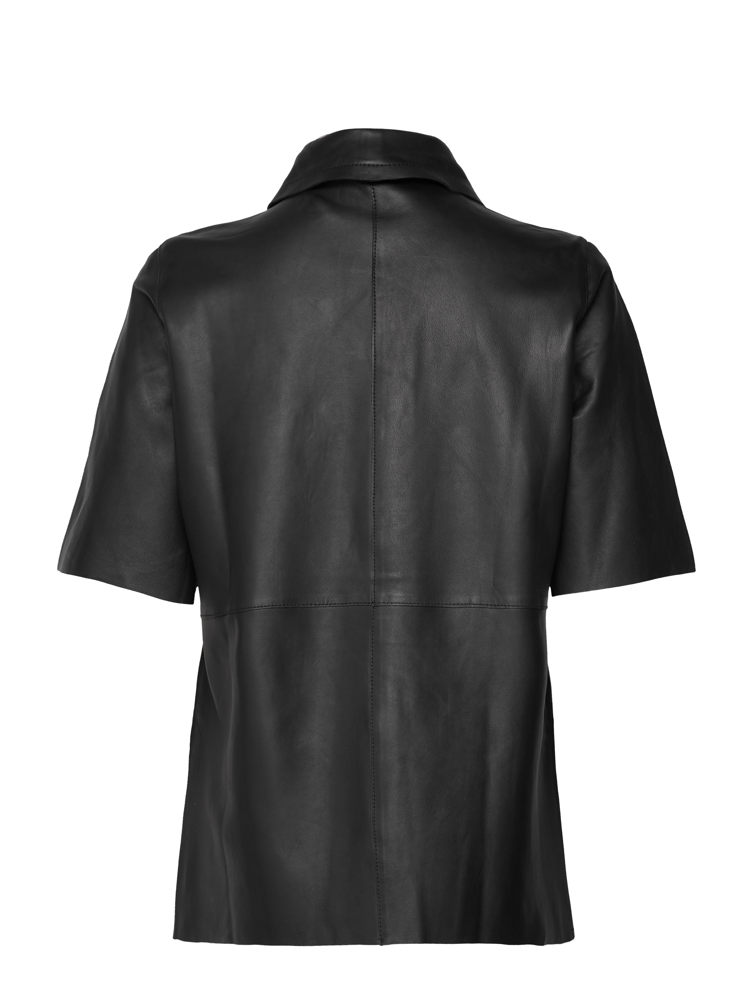 NORR - Niko collar leather shirt - black - 1