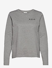 NORR - Logo LS tee - t-shirts & tops - light grey melange - 0