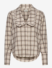 NORR - Reese shirt - long-sleeved blouses - beige check - 0