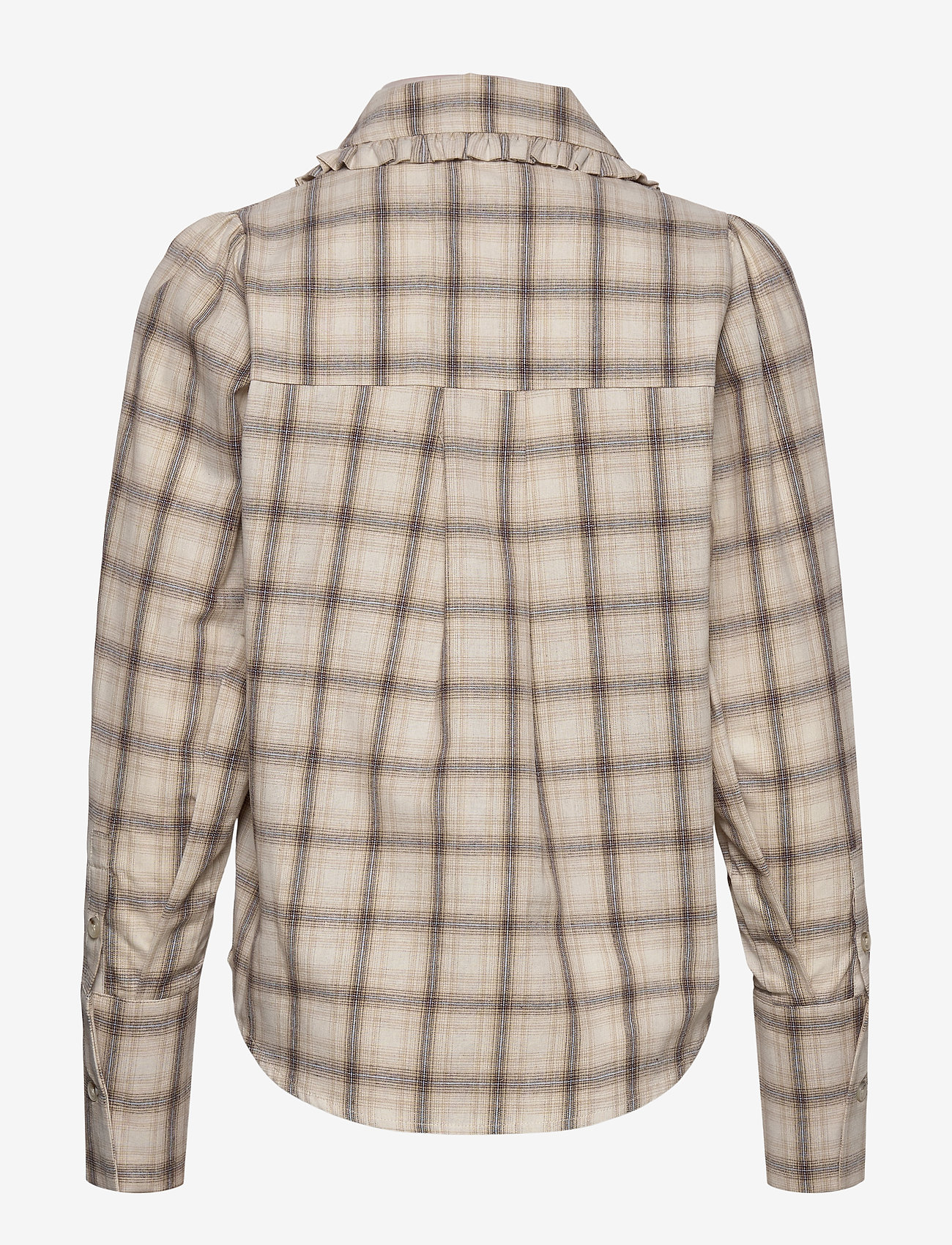 NORR - Reese shirt - long-sleeved blouses - beige check - 1