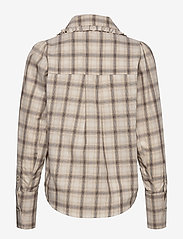 NORR - Reese shirt - long-sleeved blouses - beige check - 1