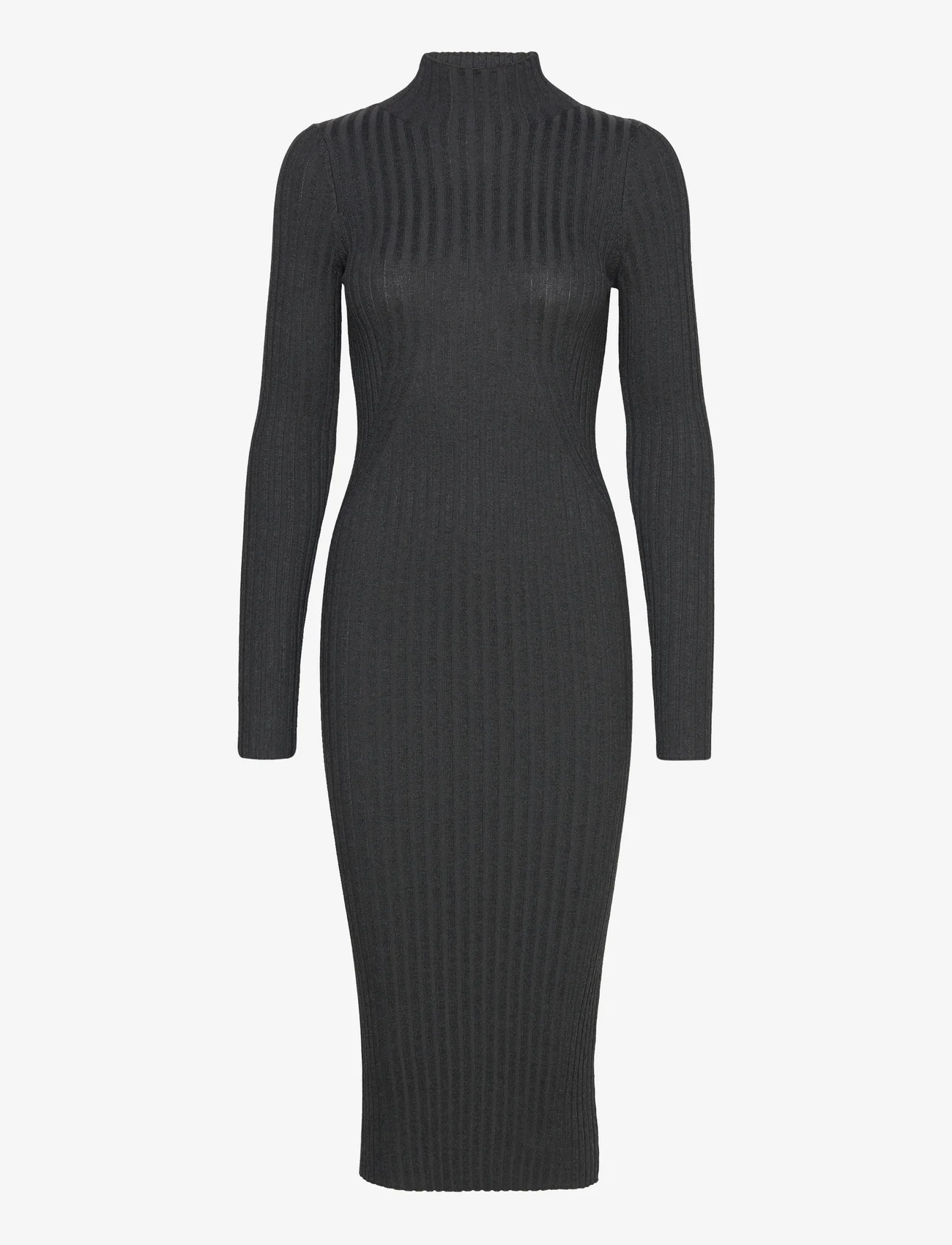 NORR - Karlina LS dress - aptemtos suknelės - dark grey melange - 0