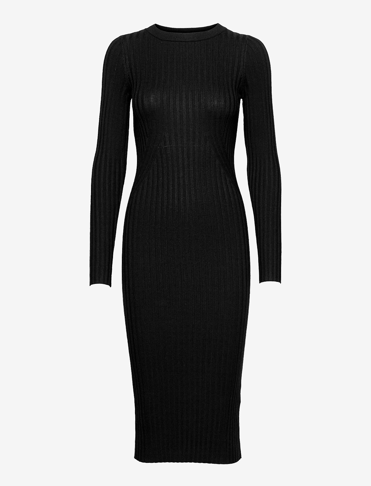 NORR - Karlina o-neck LS dress - stramme kjoler - black - 1