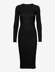 NORR - Karlina o-neck LS dress - bodycon dresses - black - 0