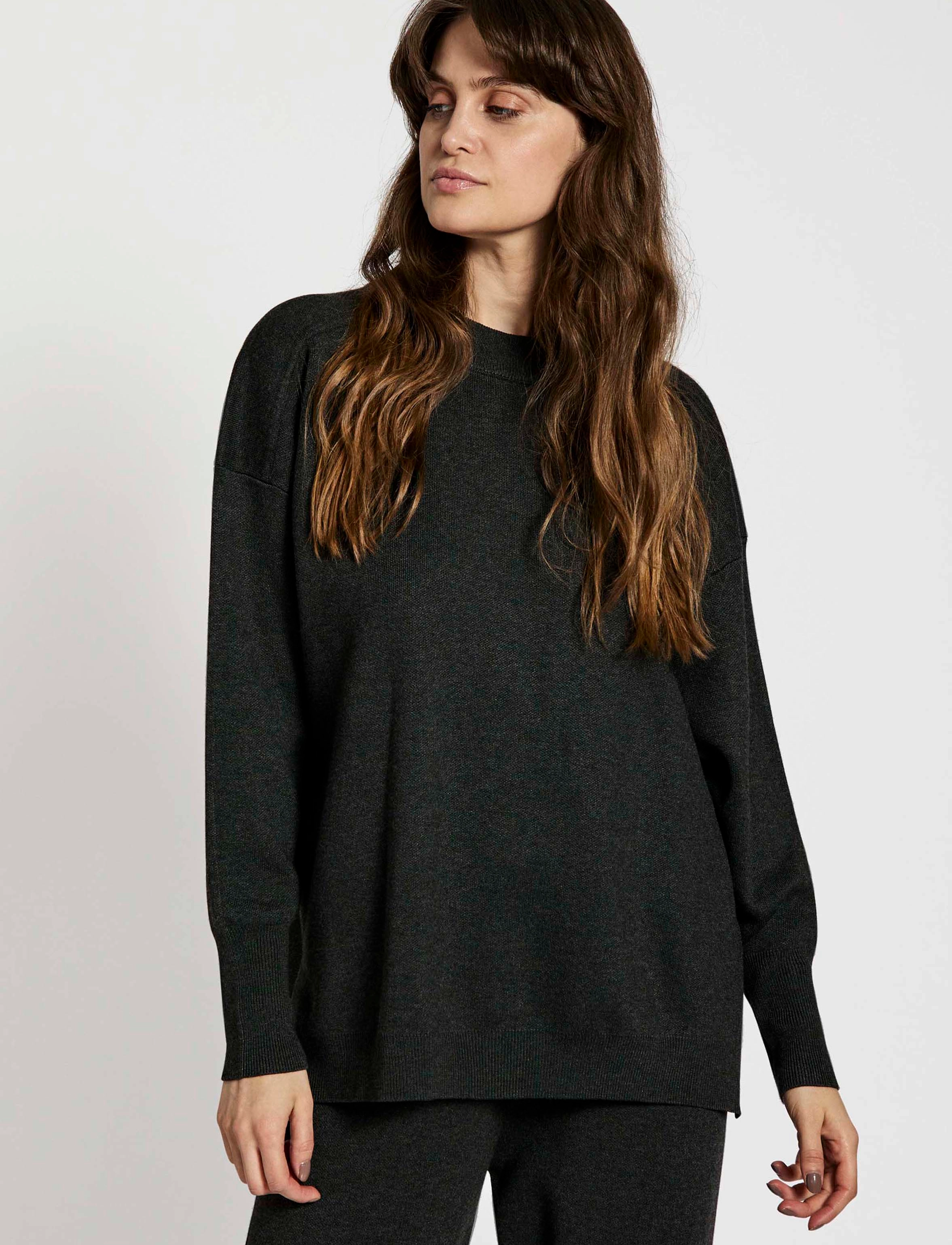 NORR - Als oversize knit top - dark grey melange - 2