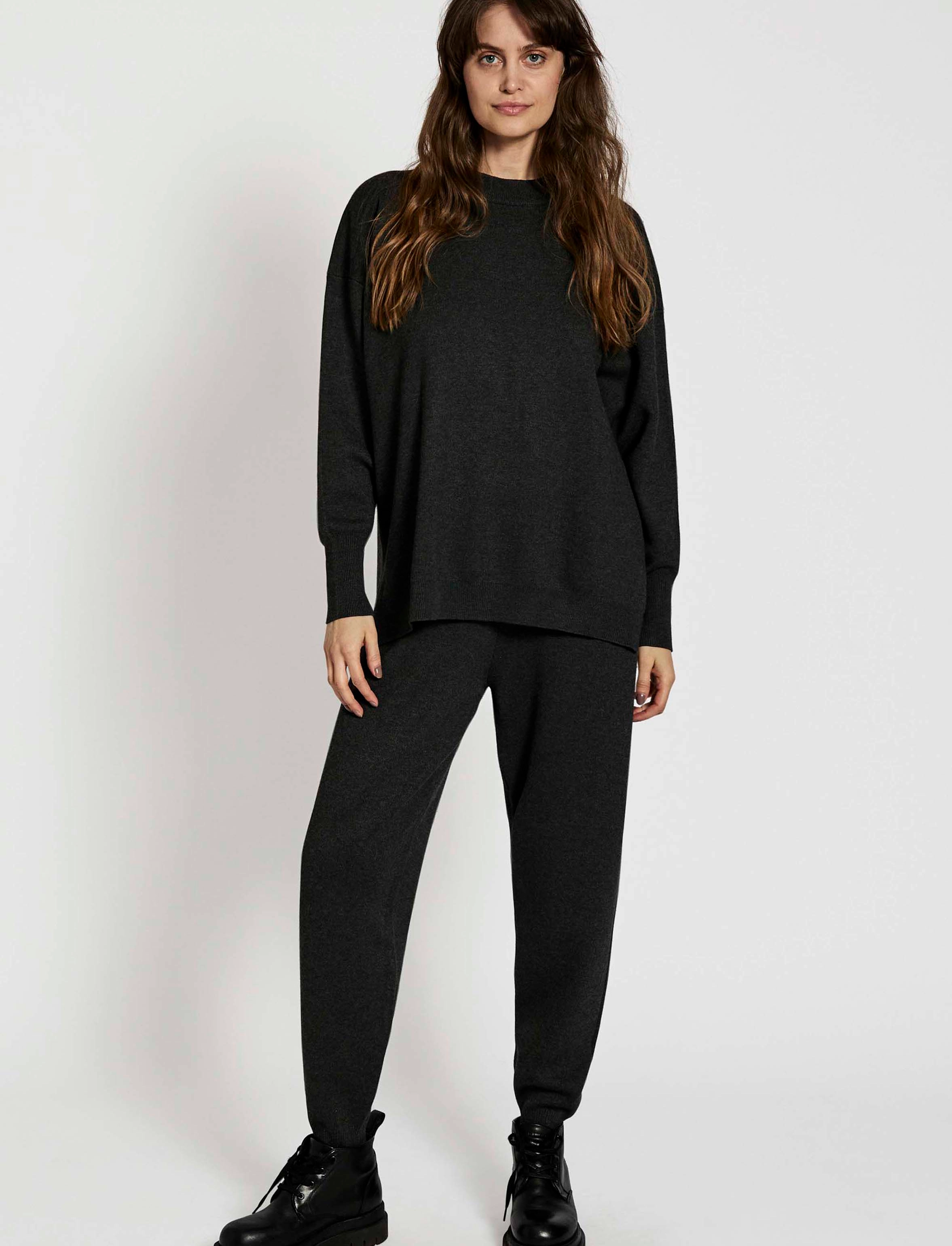 NORR - Als oversize knit top - dark grey melange - 5