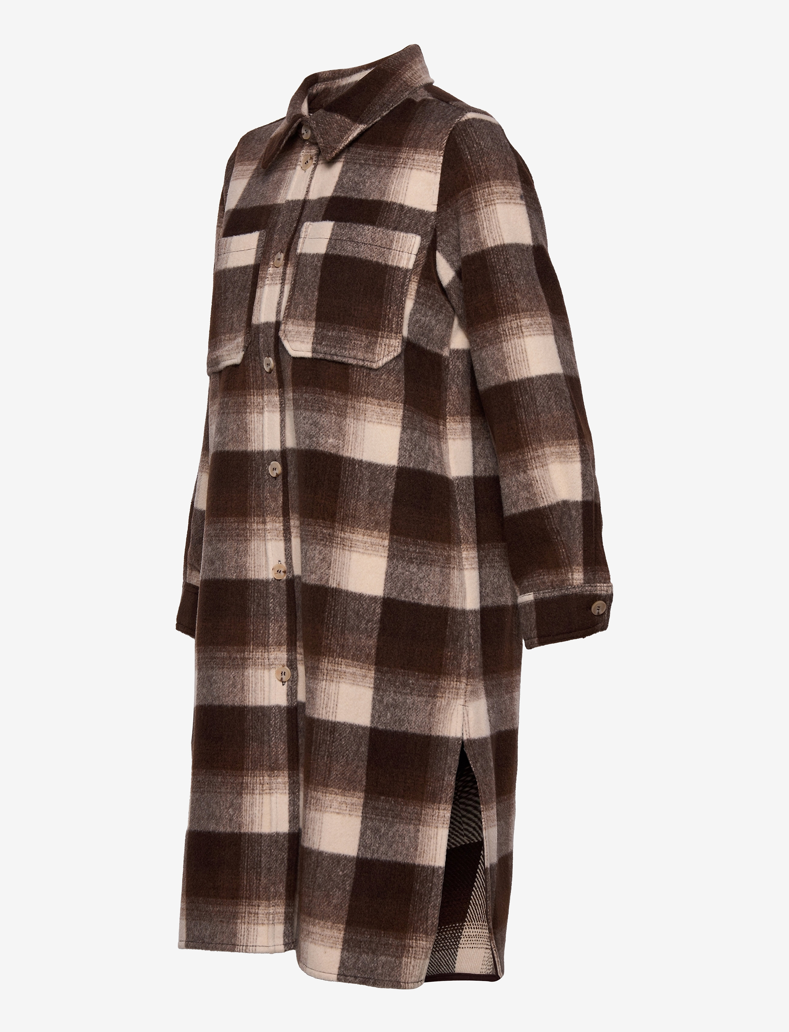 NORR - Helia long check shirt - kvinder - brown check - 3