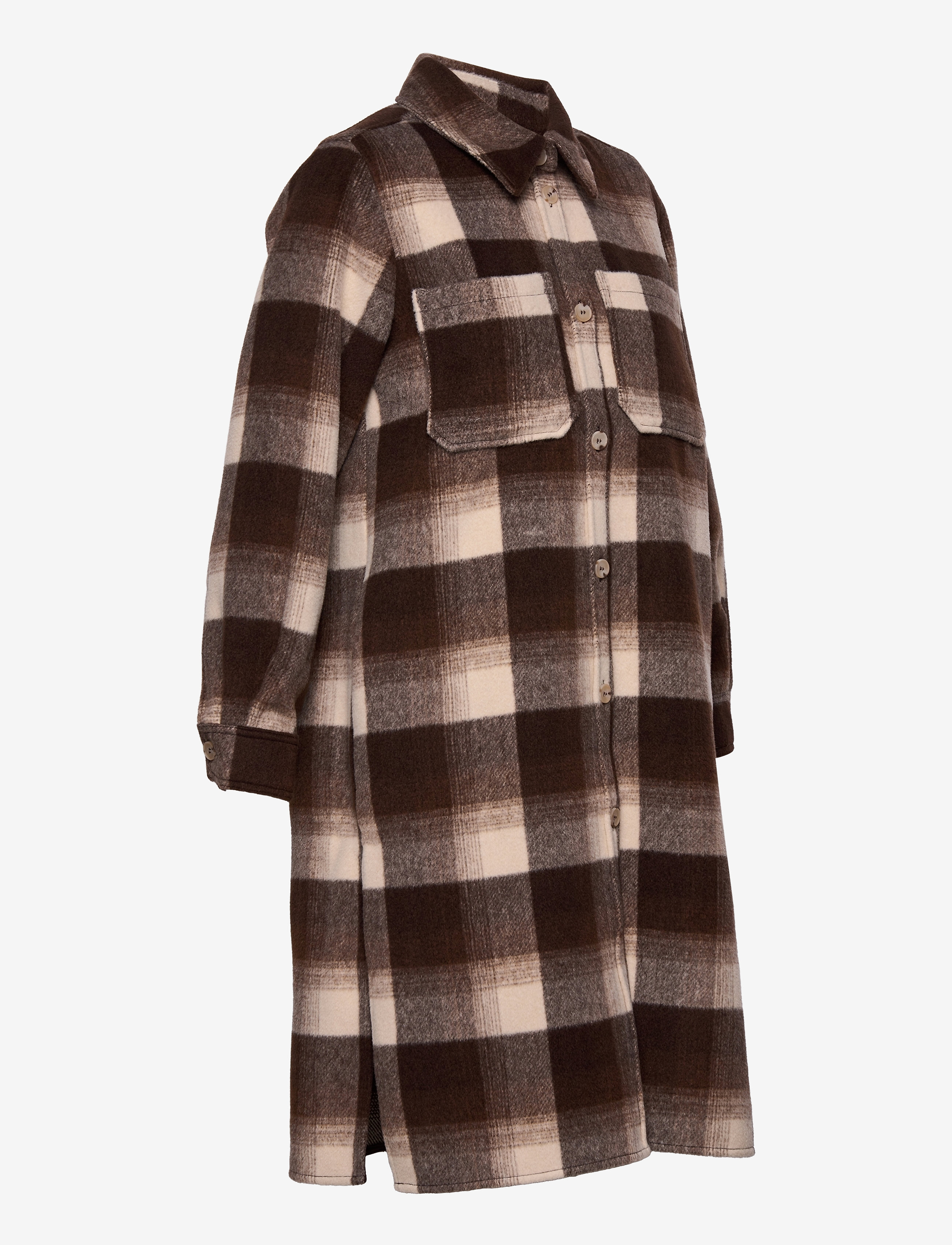 NORR - Helia long check shirt - kvinder - brown check - 4