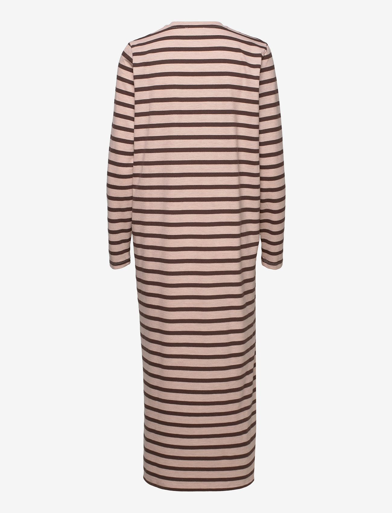 NORR - Payton detail LS dress - t-shirt jurken - brown stripe - 1