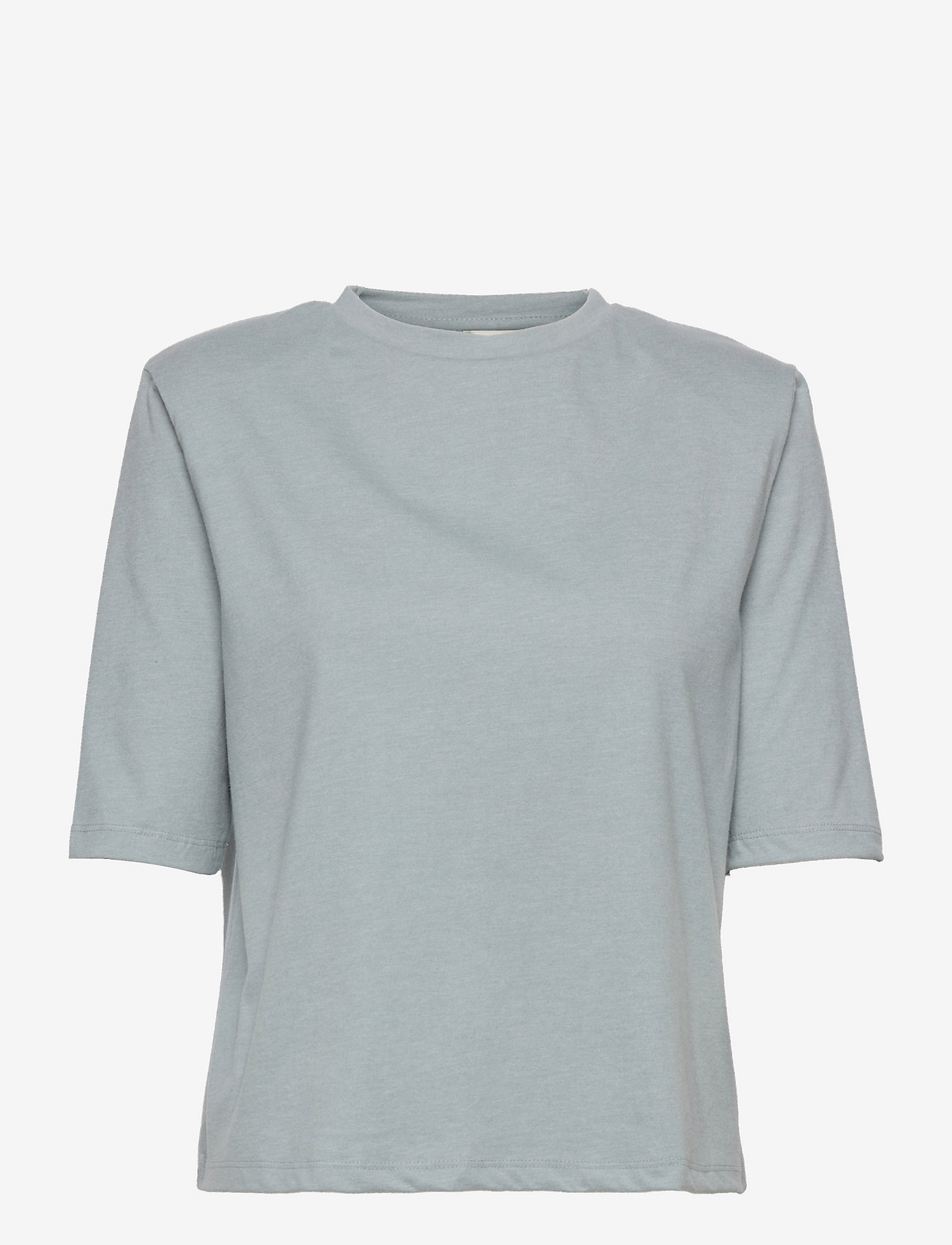 NORR - Payton detail tee - t-shirts - light blue melange - 0
