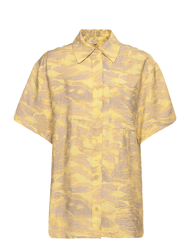 NORR - Alyssa shirt - kurzärmlige hemden - light yellow print - 0