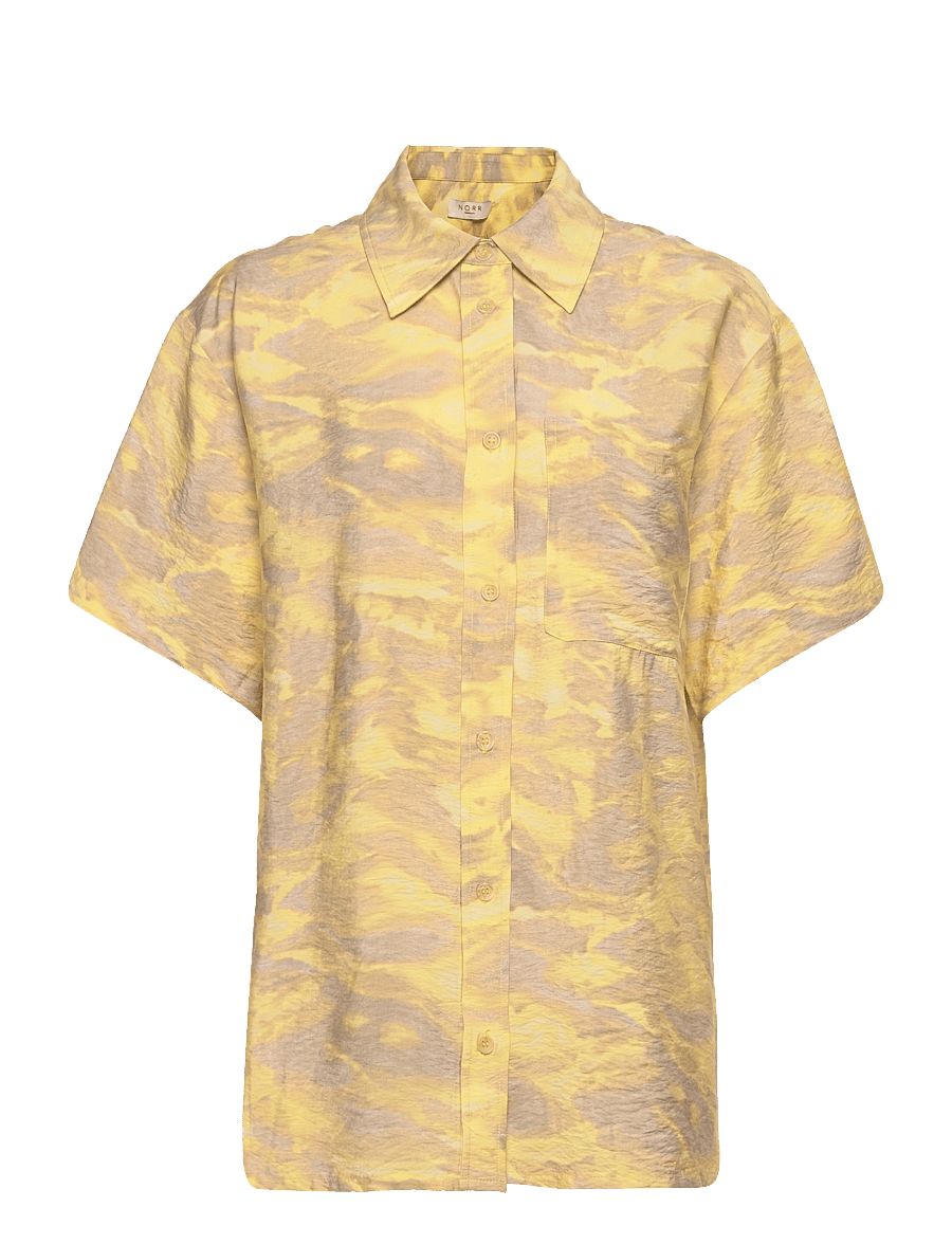 NORR - Alyssa shirt - kurzärmlige hemden - light yellow print - 0