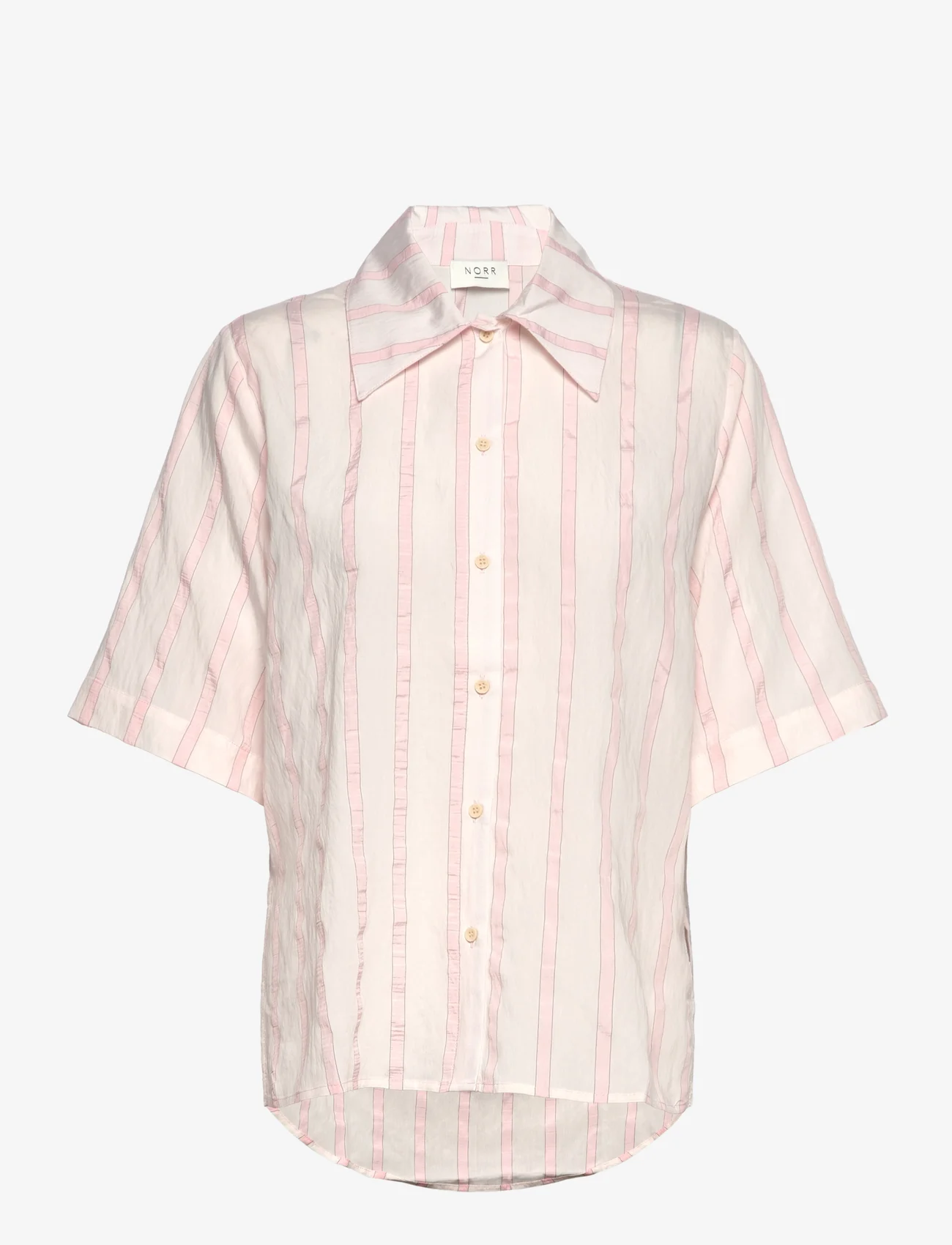 NORR - Coby SS shirt - overhemden met korte mouwen - light pink stripe - 1