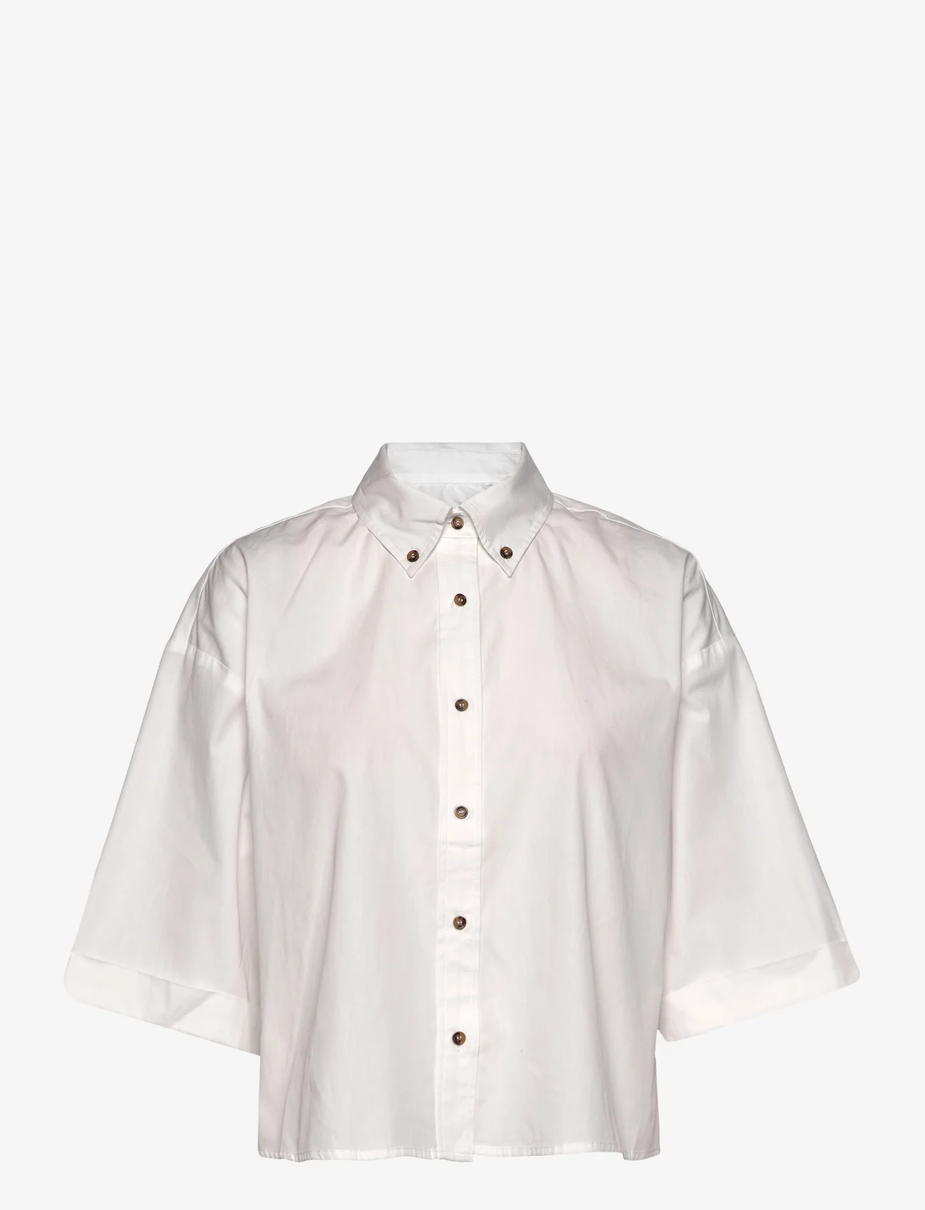 NORR - Noah SS shirt - long-sleeved shirts - white - 0