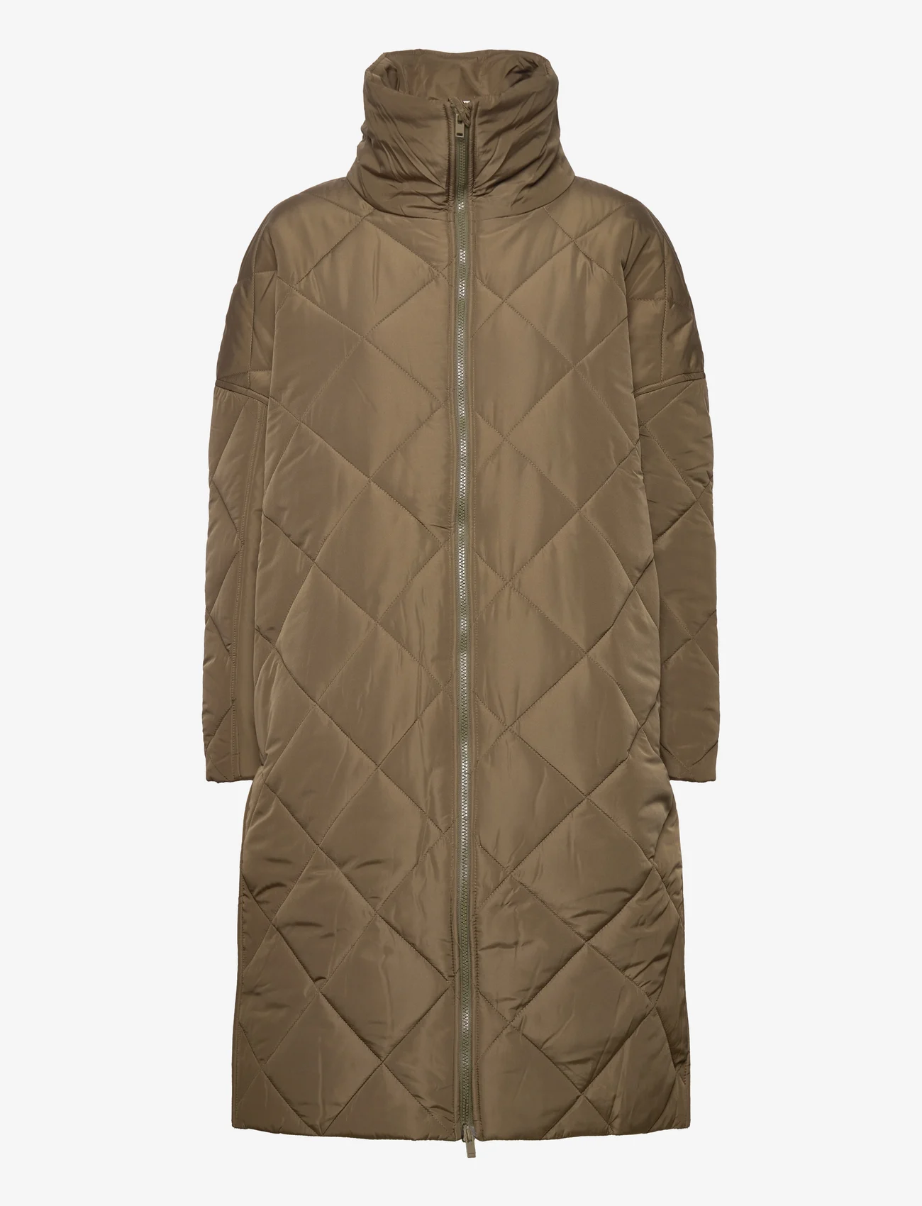 NORR - Alma slit quilted jacket - quilted jackets - dark army - 0