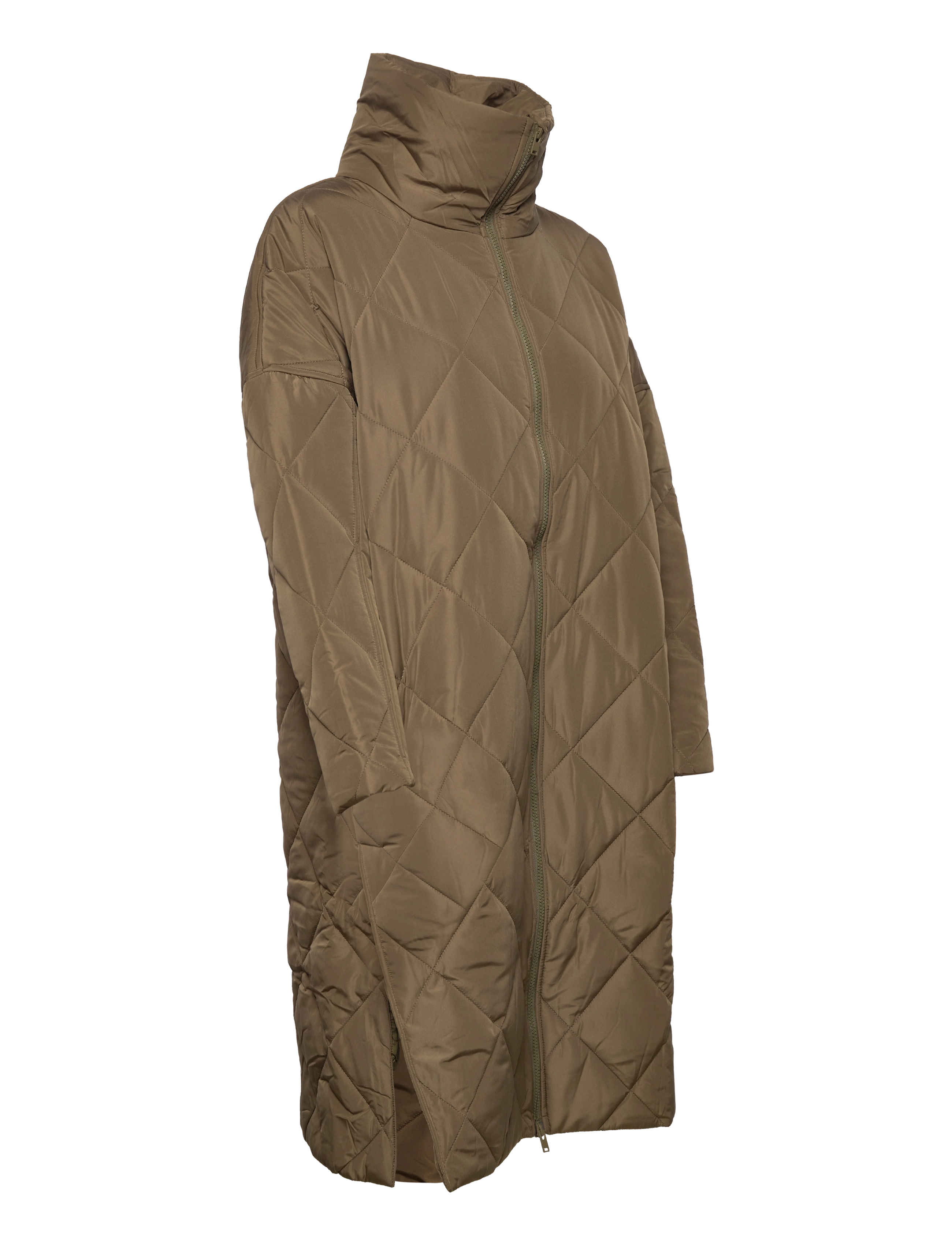 NORR - Alma slit quilted jacket - dunjakker - dark army - 3