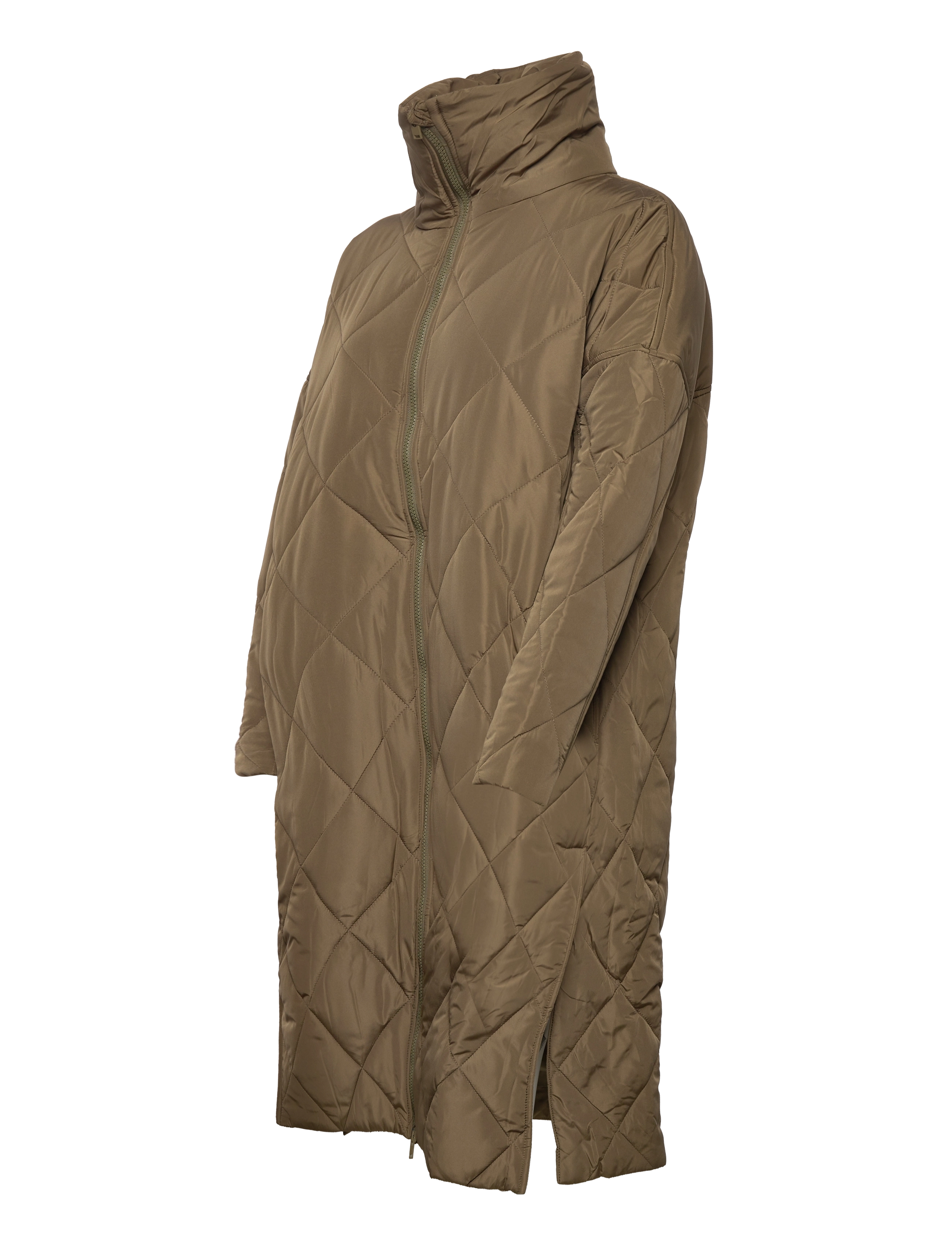 NORR - Alma slit quilted jacket - dunjakker - dark army - 4