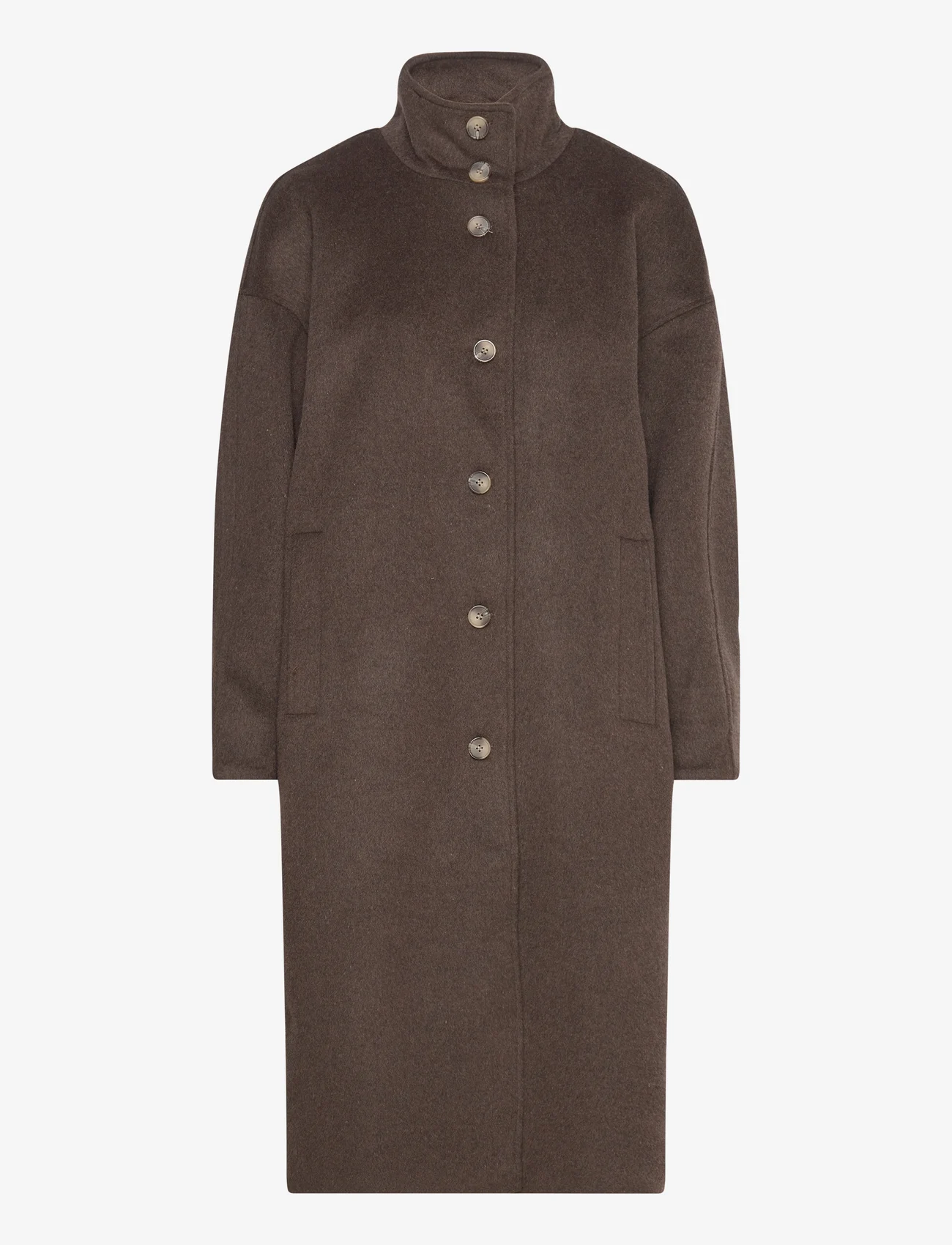 NORR - Anni coat - pitkät talvitakit - dark brown - 0