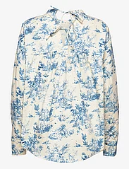 NORR - Jose top - long-sleeved blouses - blue print - 1