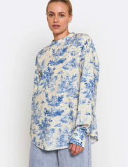 NORR - Jose top - long-sleeved blouses - blue print - 3