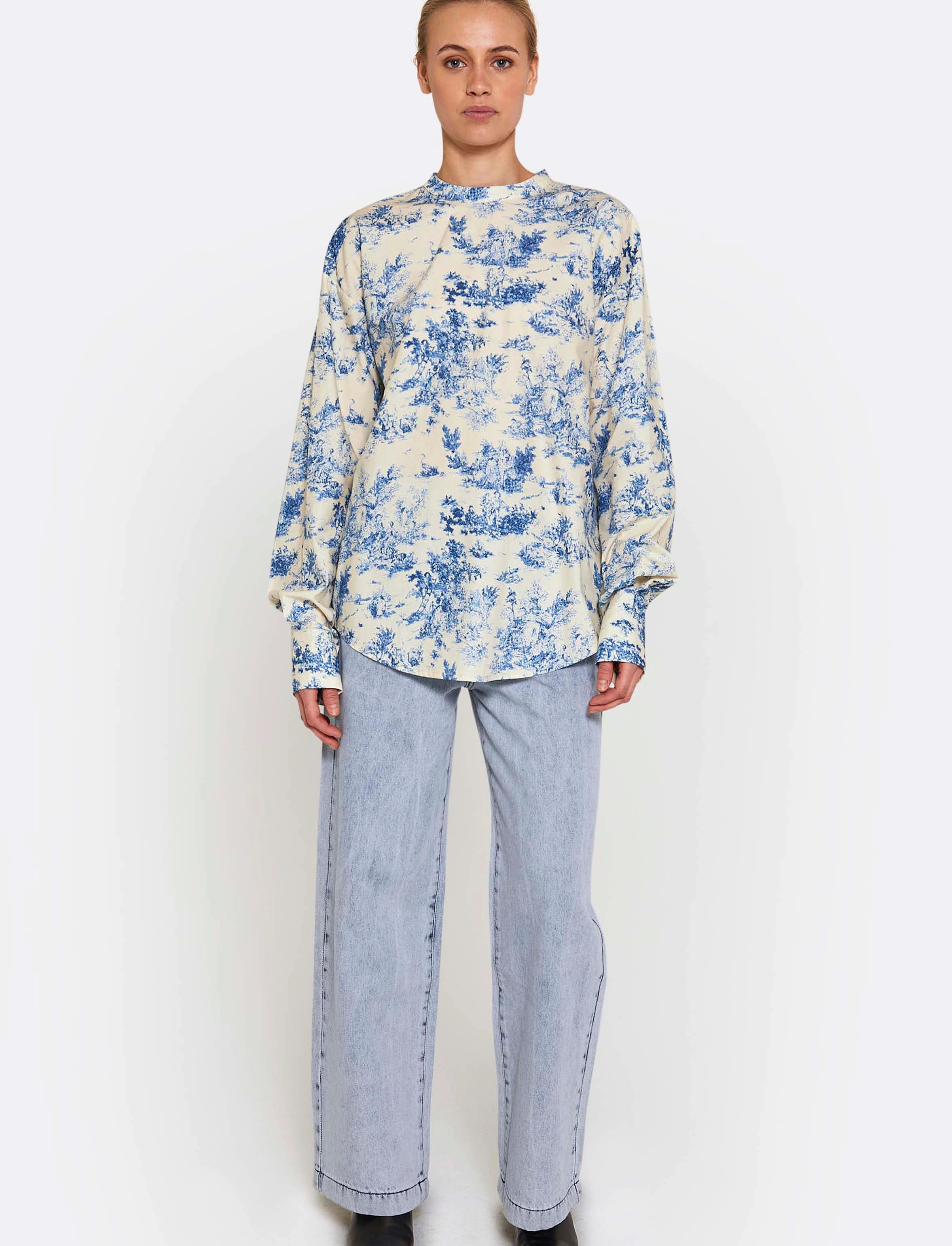 NORR - Jose top - langärmlige blusen - blue print - 4