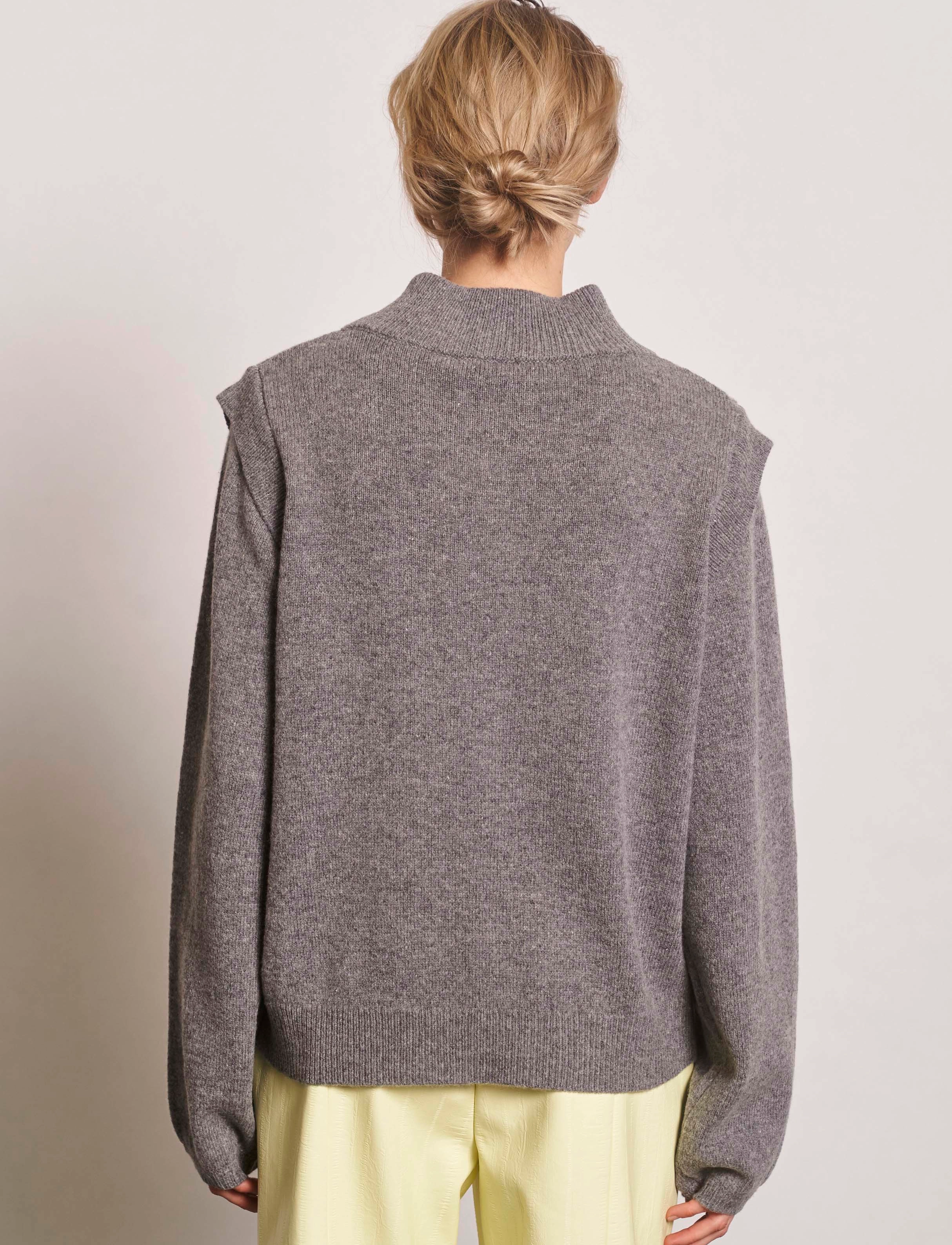 NORR - Sinna detail knit top - grey melange - 3