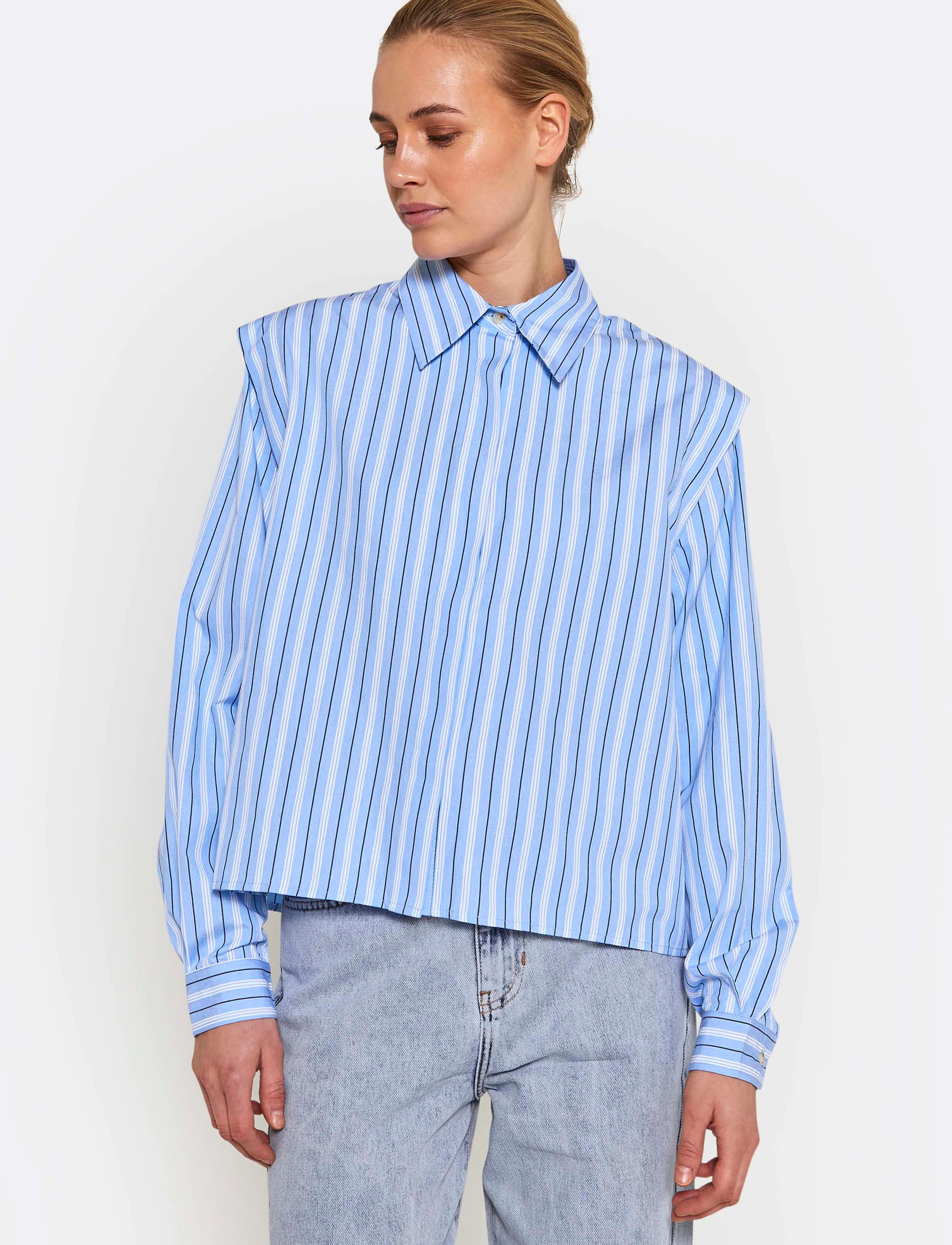 NORR - Tarone pleat shirt - blue stripe - 2