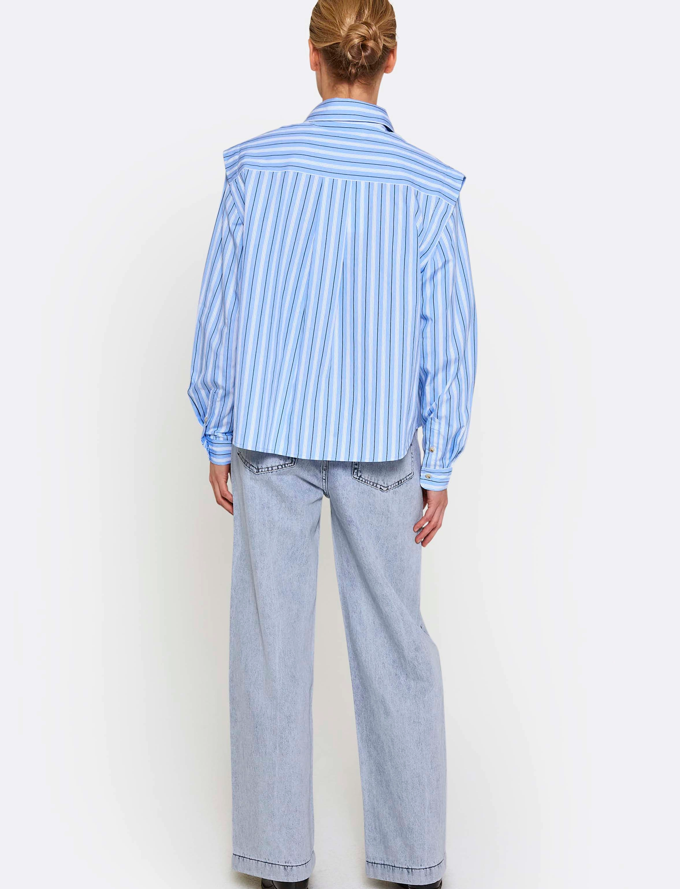 NORR - Tarone pleat shirt - blue stripe - 3