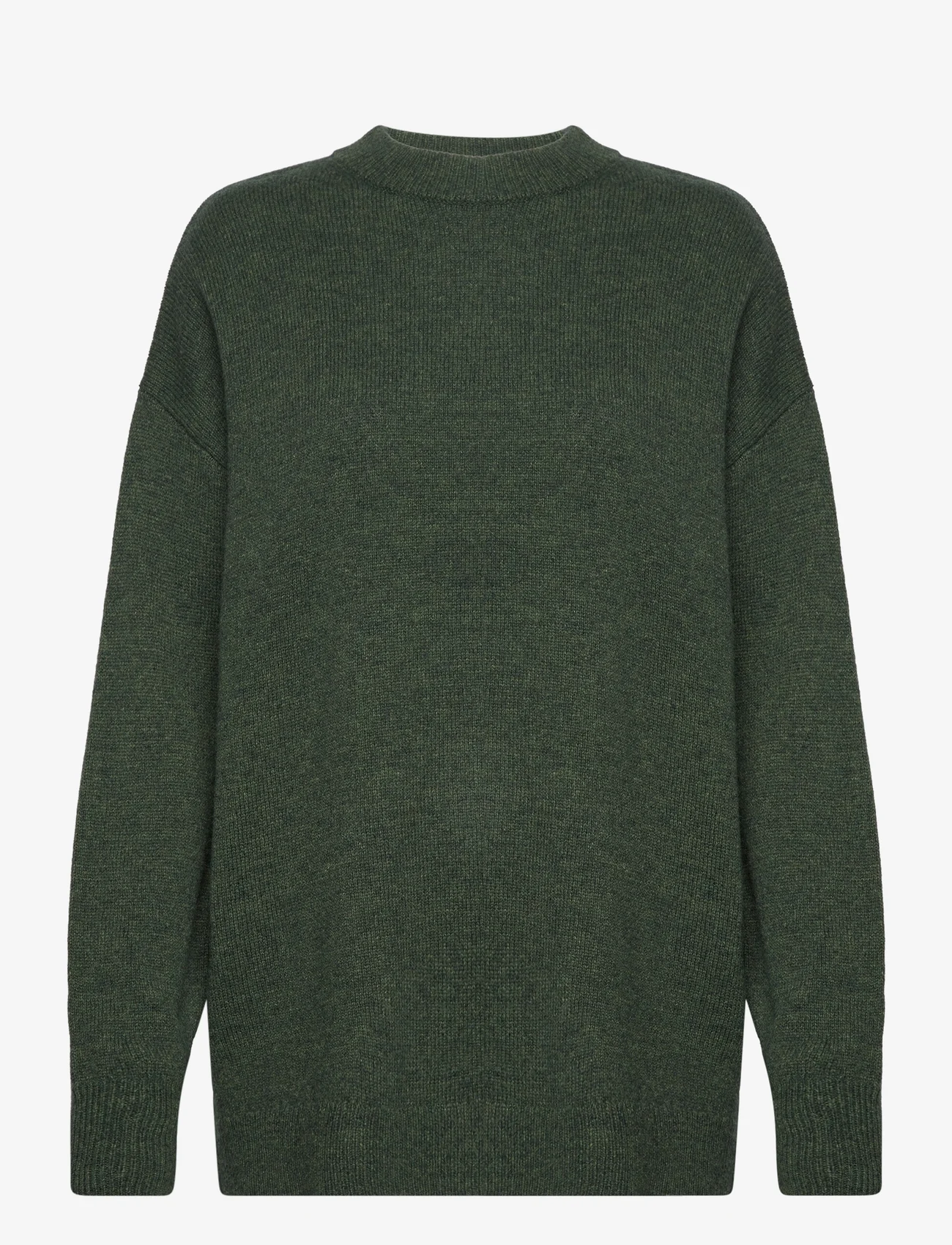 NORR - Sinna o-neck knit top - dark green melange - 0
