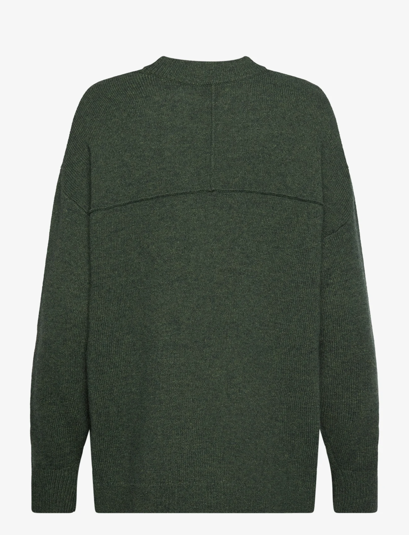 NORR - Sinna o-neck knit top - dark green melange - 1