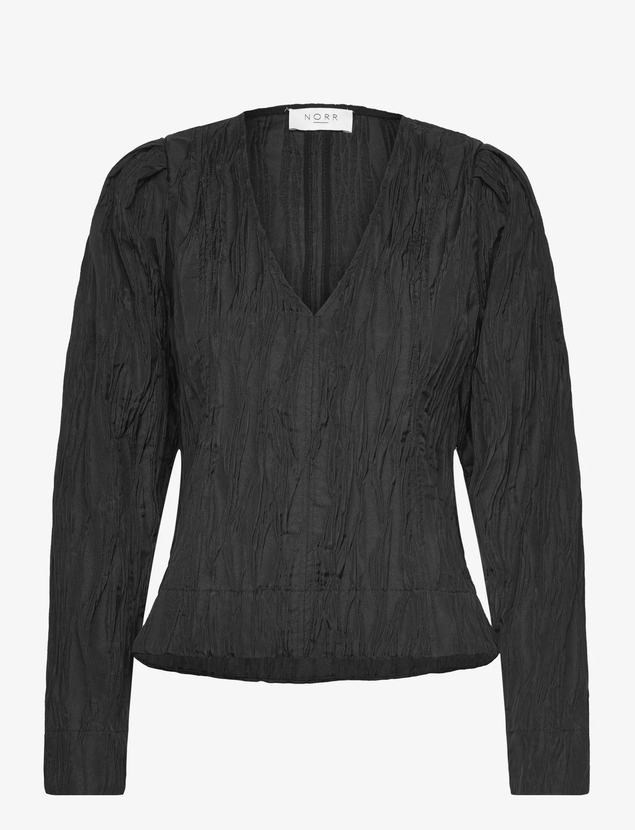 NORR - Evan top - long-sleeved blouses - black - 0