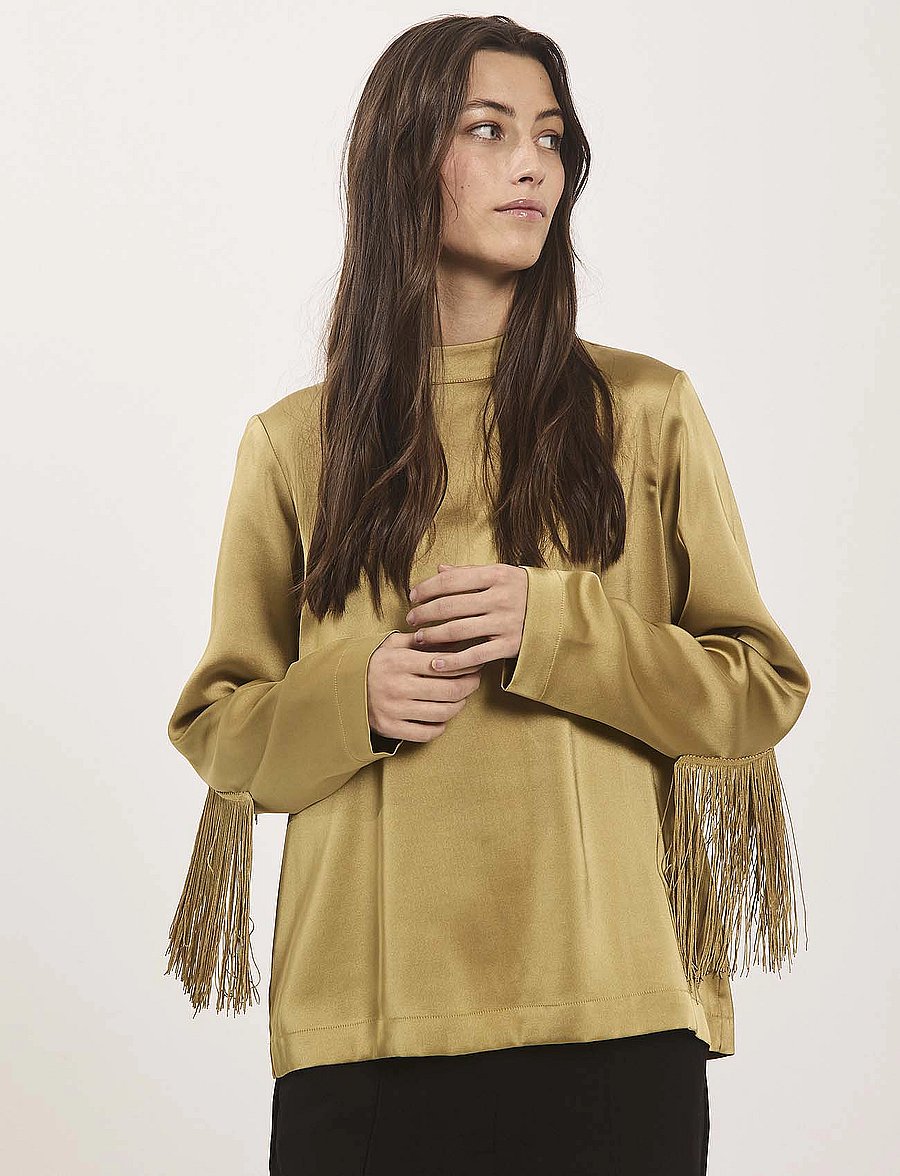 NORR - Gili top - long sleeved blouses - khaki - 3