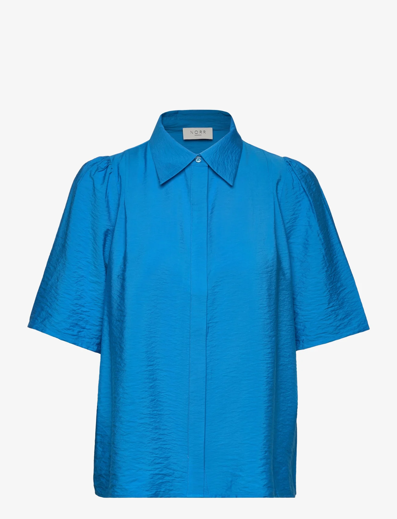 NORR - Alyssa pleat shirt - lühikeste varrukatega särgid - ibiza blue - 0