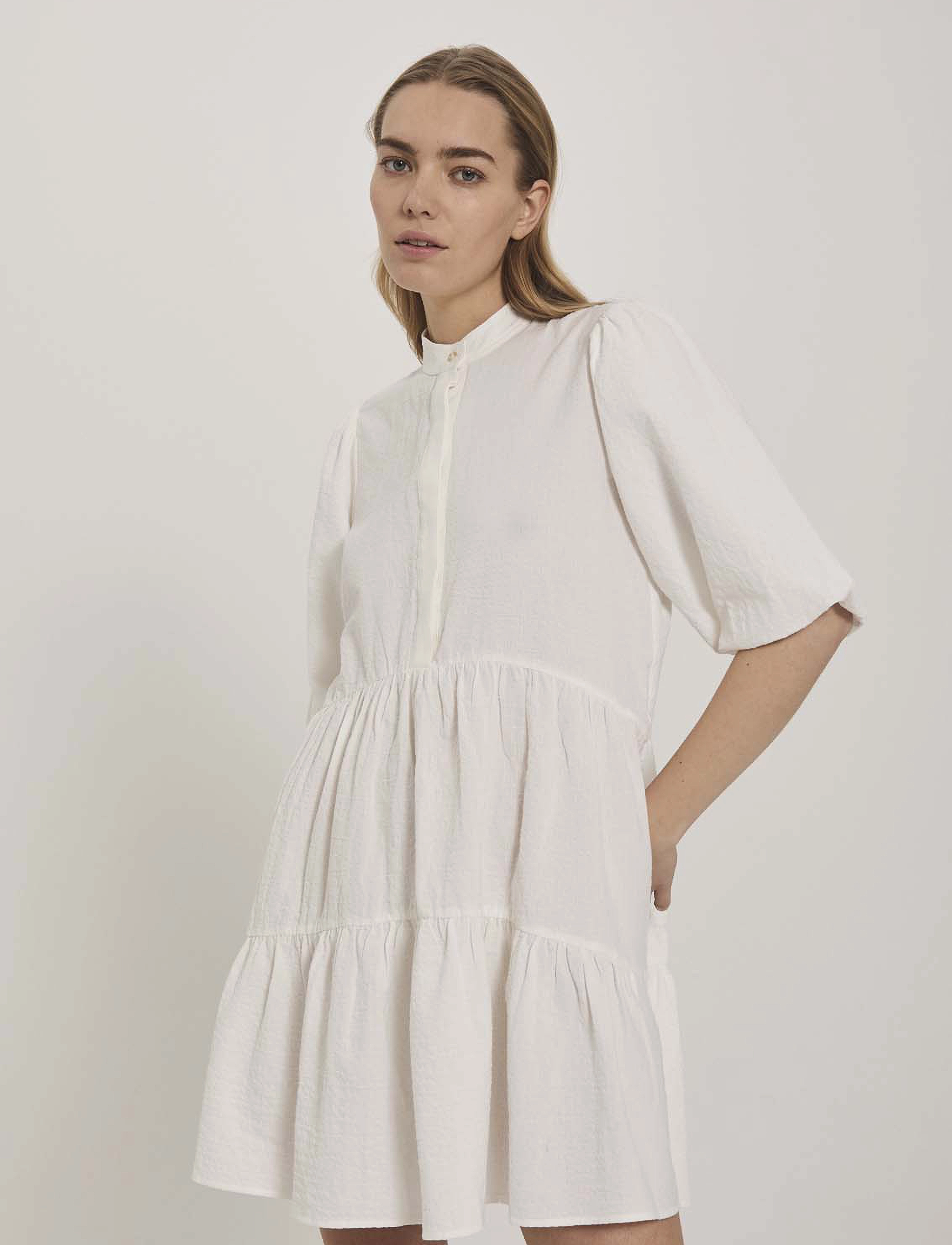 NORR - Fie short solid SS dress - white - 4