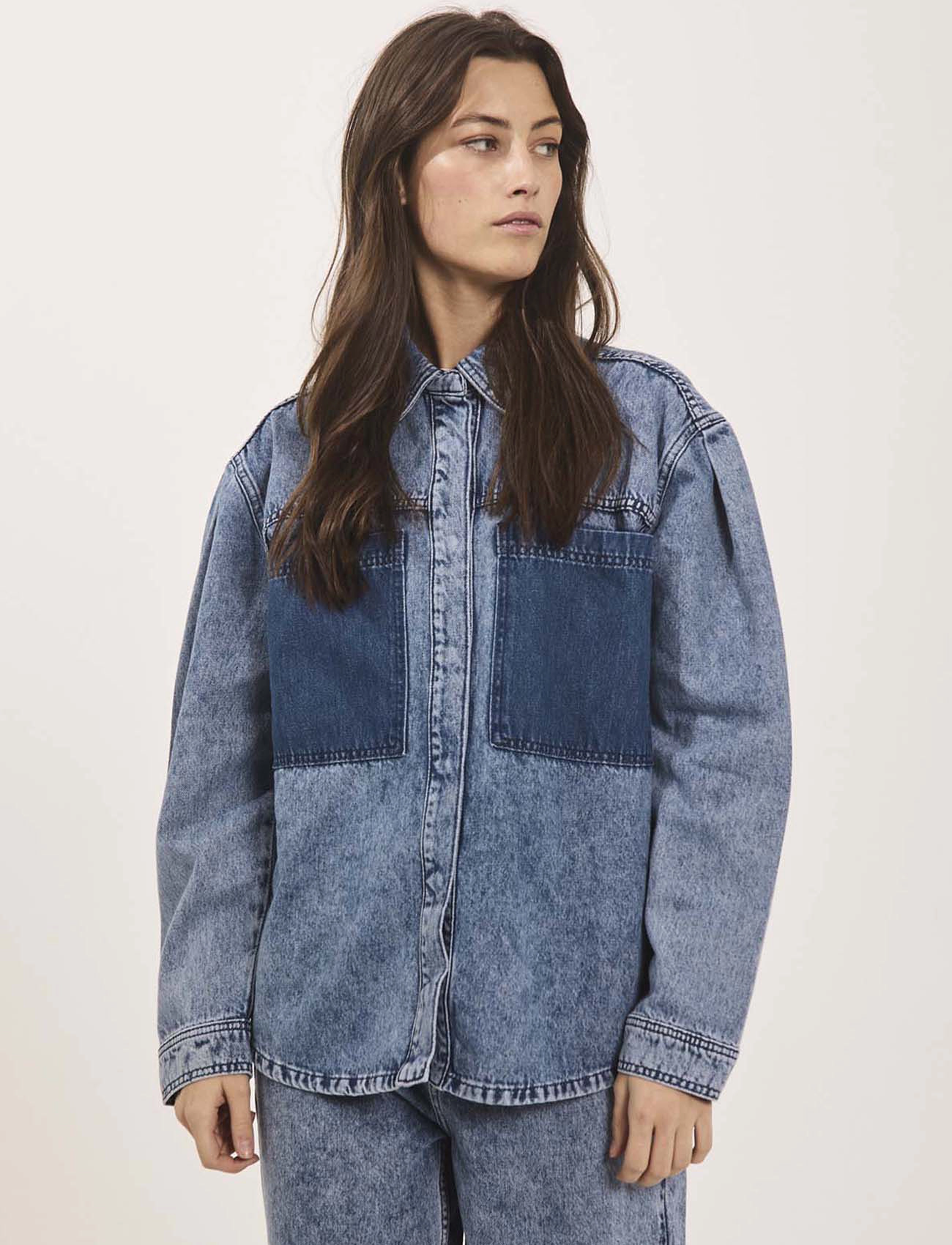 NORR Daytona Denim Shirt, Kvinder, Denim Skjorte, Blå, Str: 40