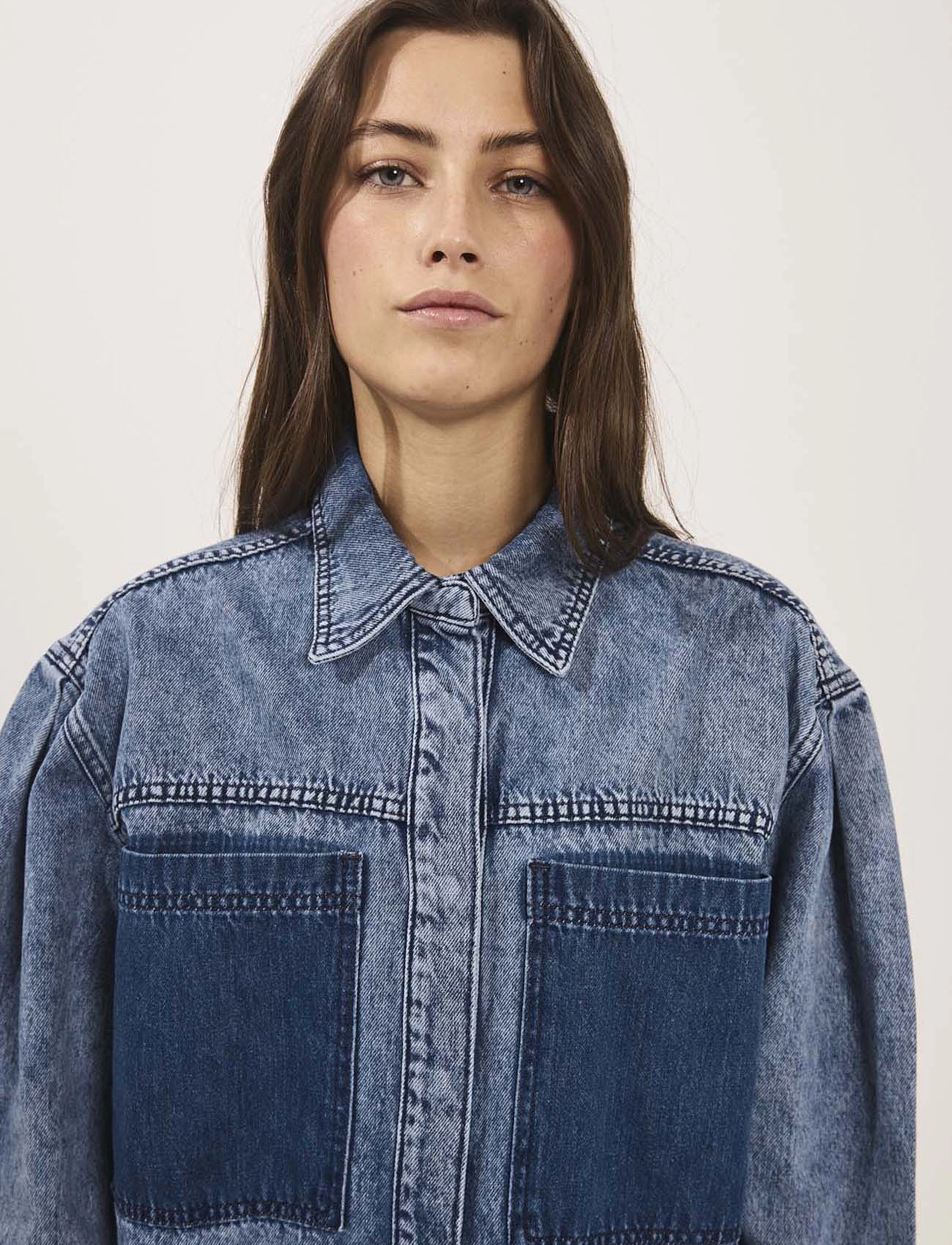 NORR - Daytona denim shirt - langærmede skjorter - light blue wash - 4