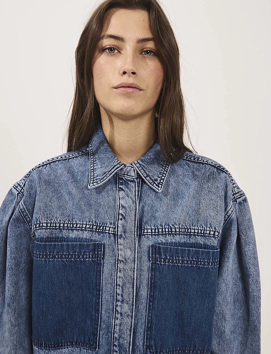 NORR - Daytona denim shirt - long-sleeved shirts - light blue wash - 4