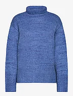 Fuscia melange knit top - BLUE MELANGE