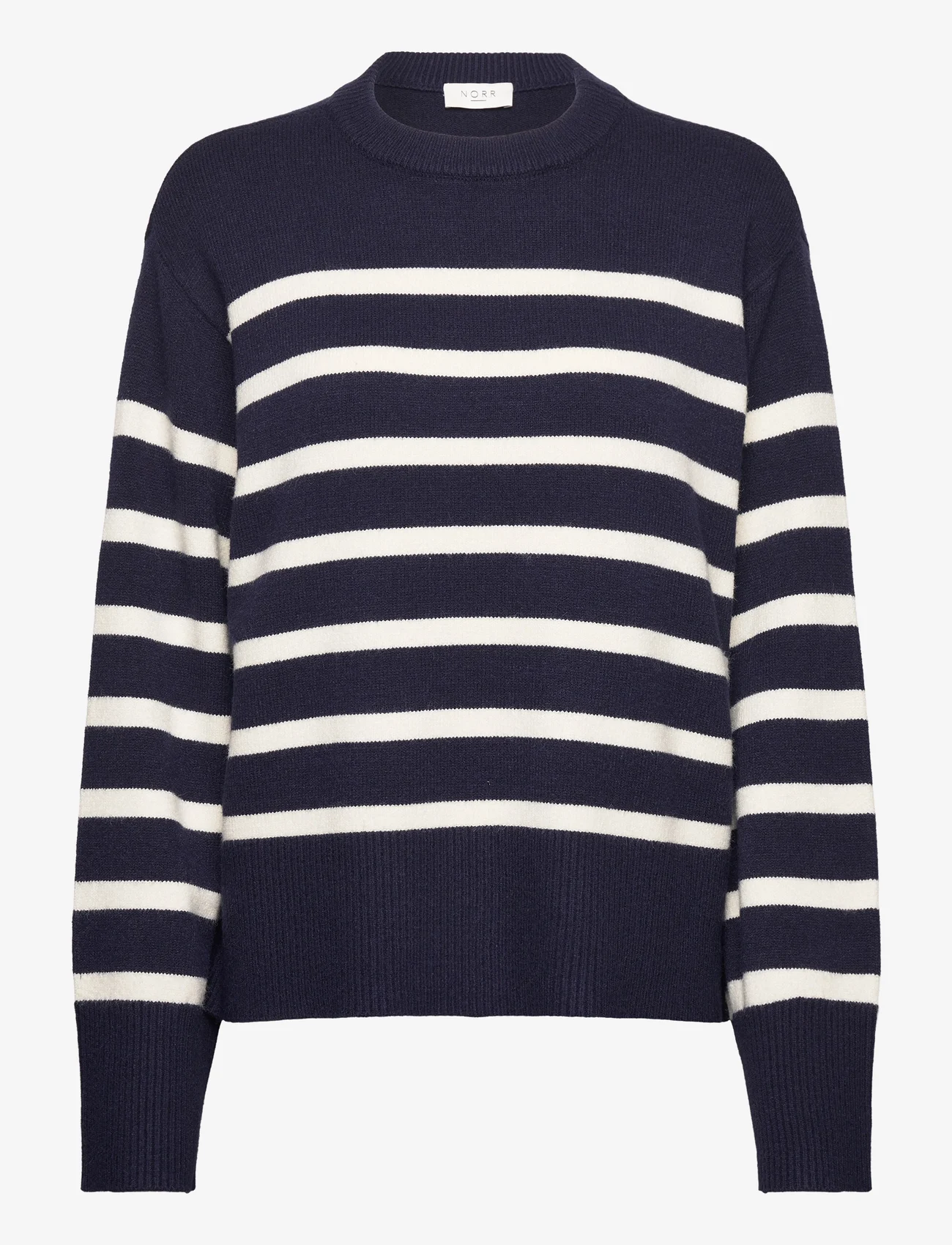 NORR - Lindsay new knit stripe top - džemperiai - navy comb - 0
