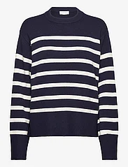NORR - Lindsay new knit stripe top - džemperi - navy comb - 0